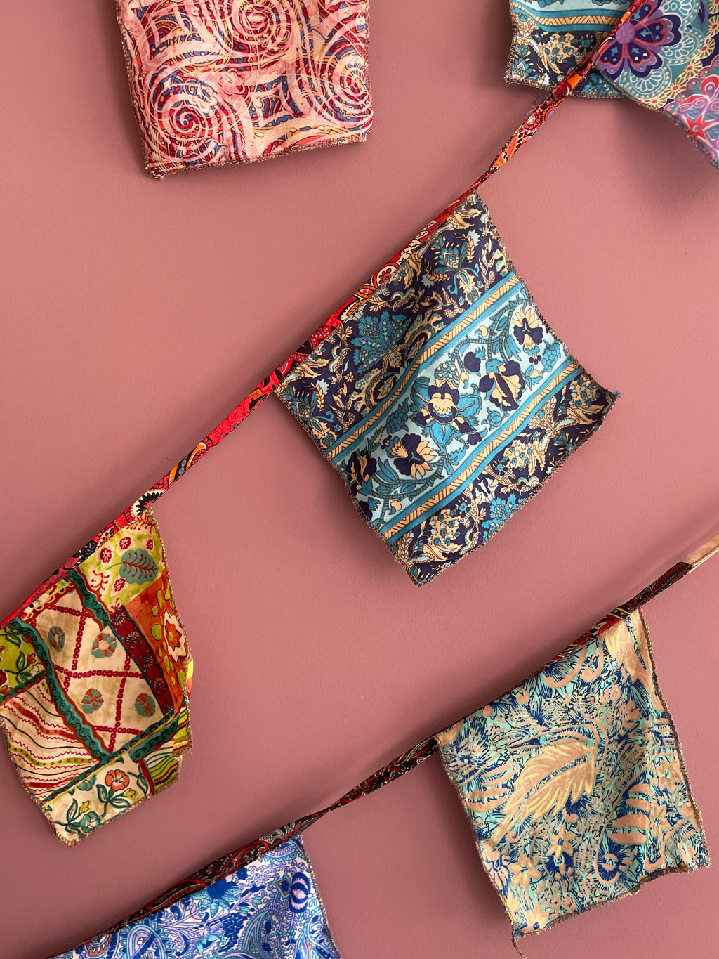 Silk Sari garlands / Multi colored