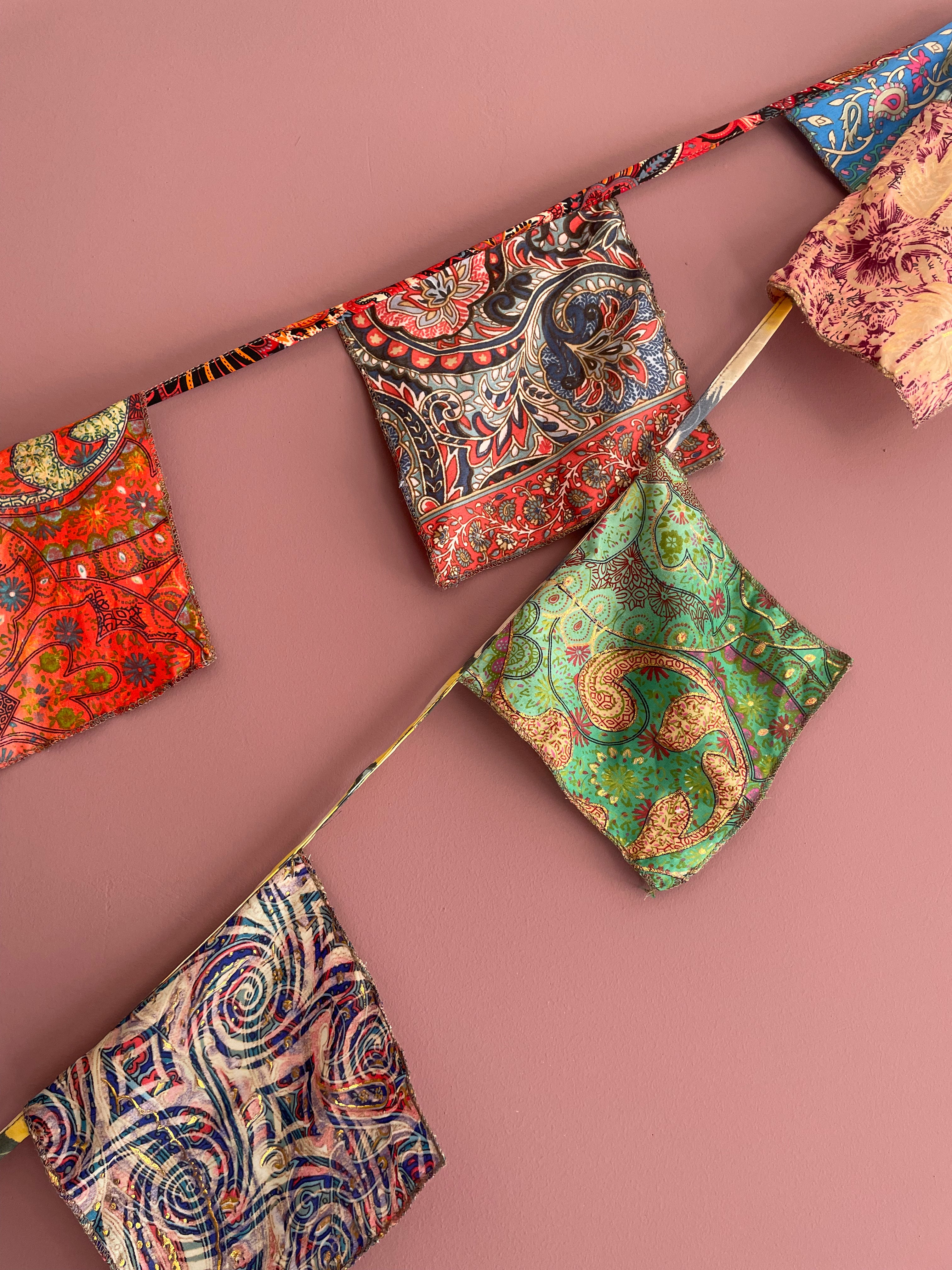 Silk Sari garlands / Multi colored