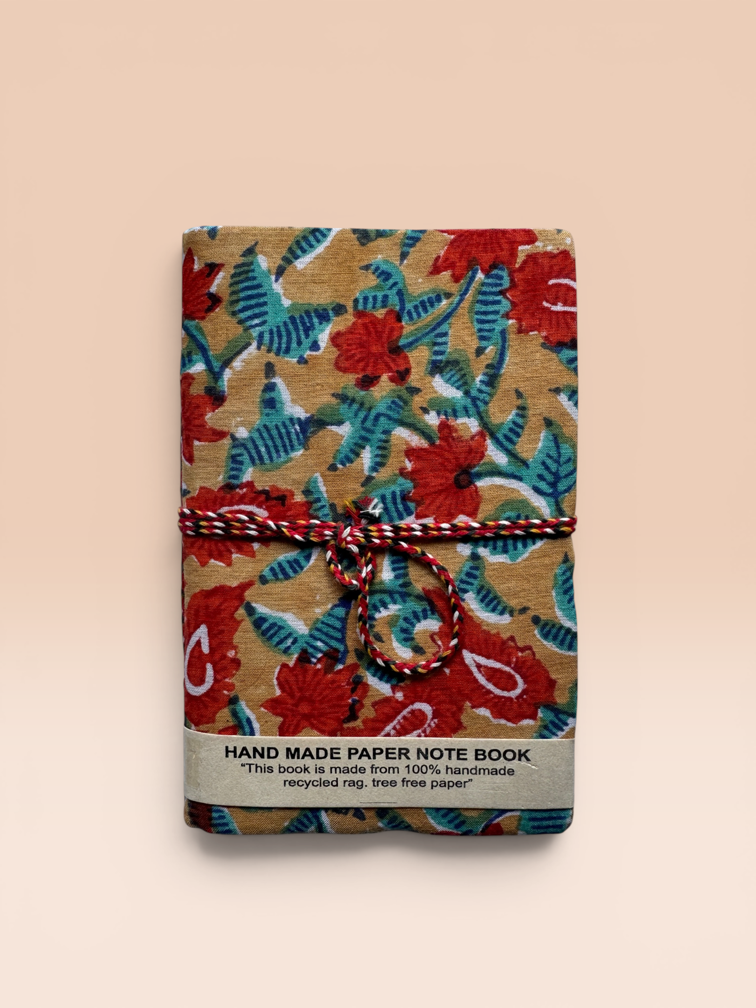 Block printed Journaling Book - Small (OchreRed)