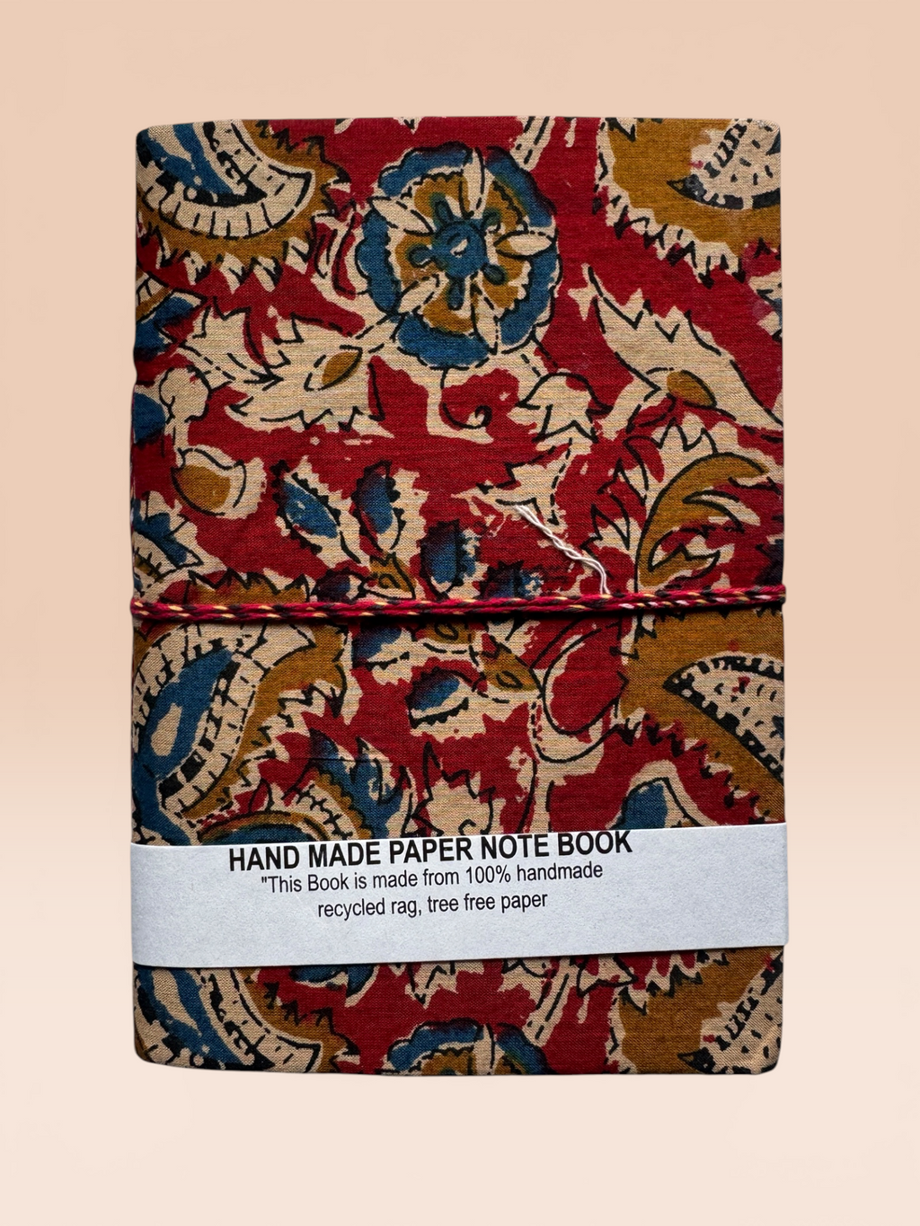Block printed Journaling Book - Medium (FloralRed)