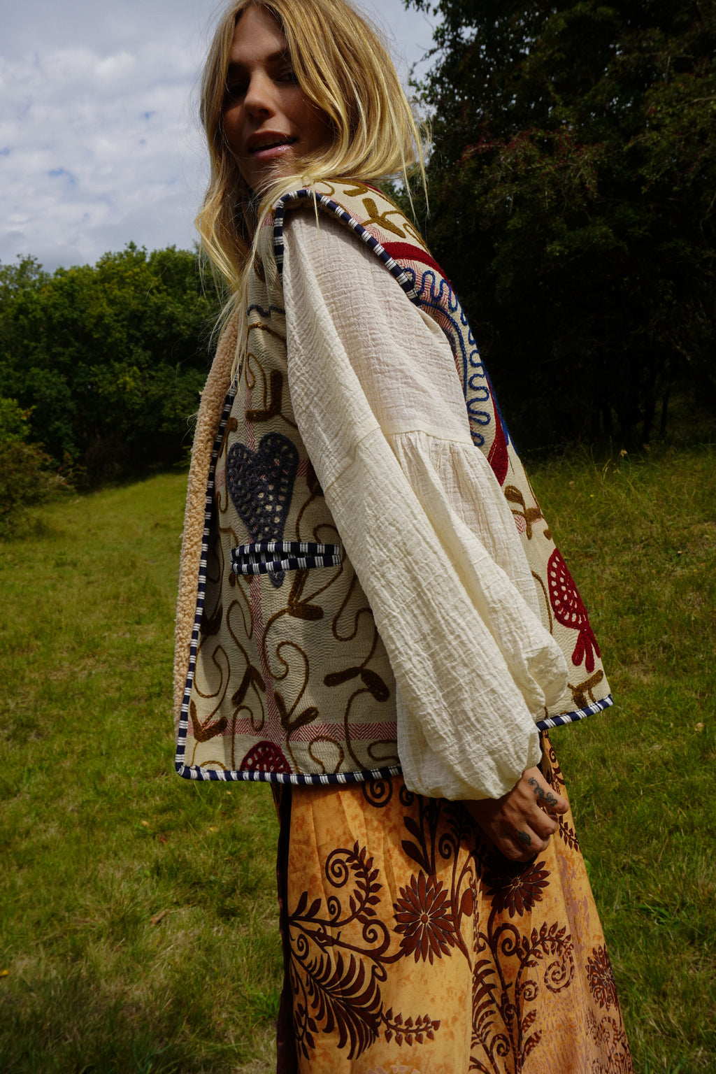 Waistcoat Kantha/Blockprint teddy 014