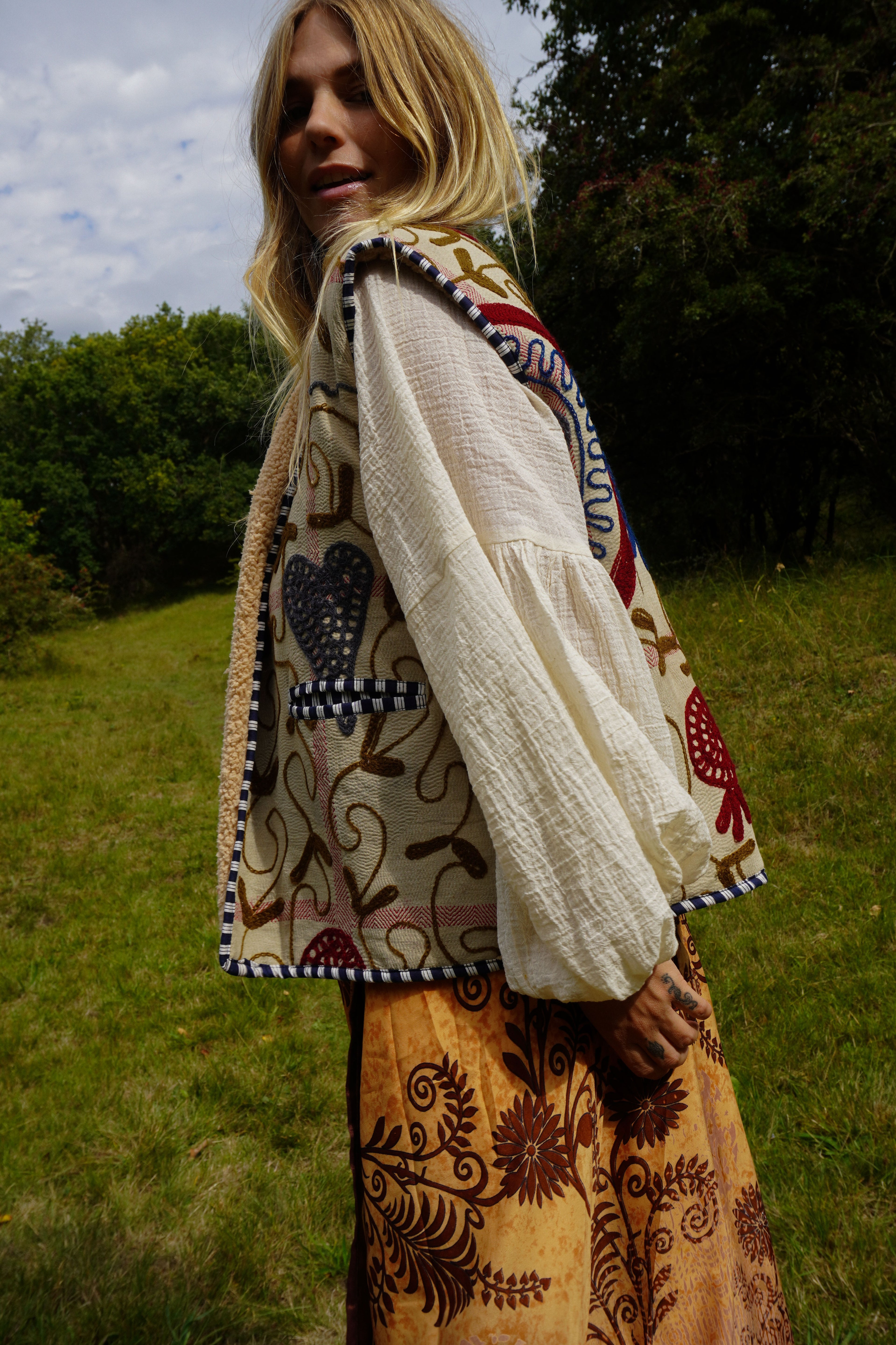 Waistcoat Kantha/Blockprint teddy 014