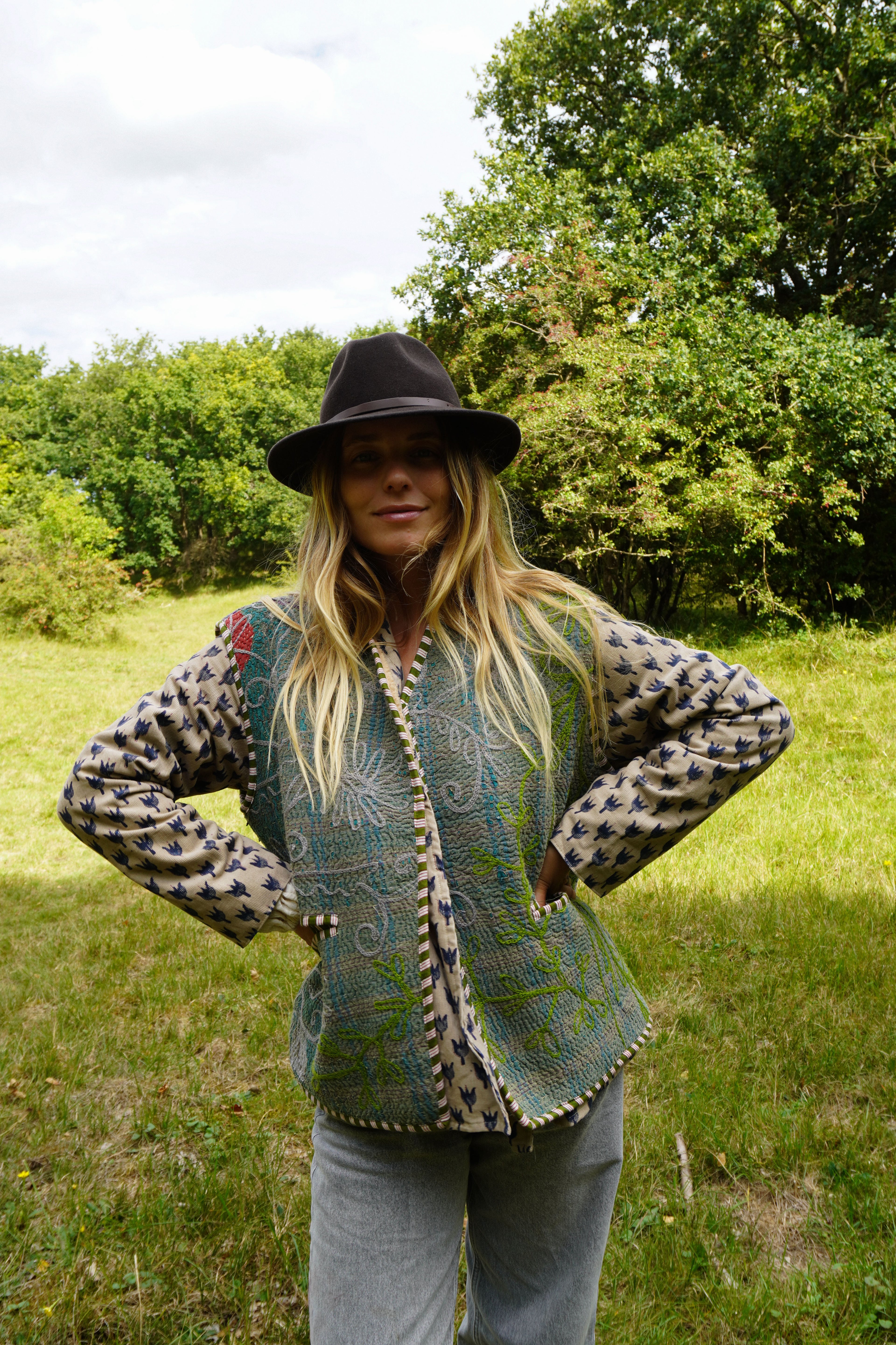 Waistcoat Kantha/Blockprint teddy 014
