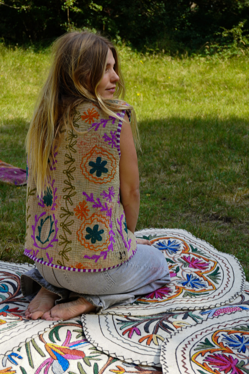 Waistcoat Kantha/Blockprint teddy 014