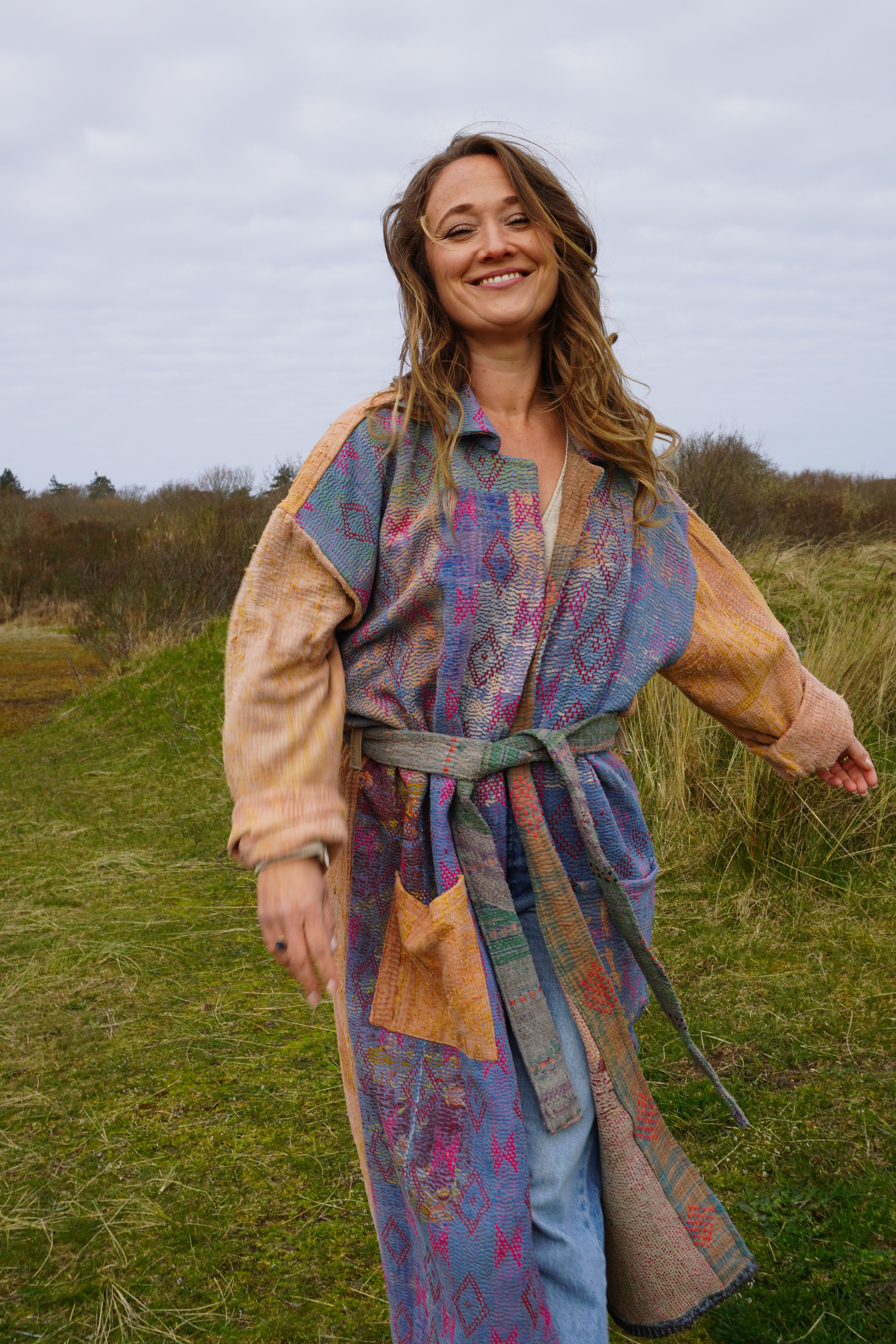 Majstudio / sari coat long / Vintage rugged 081