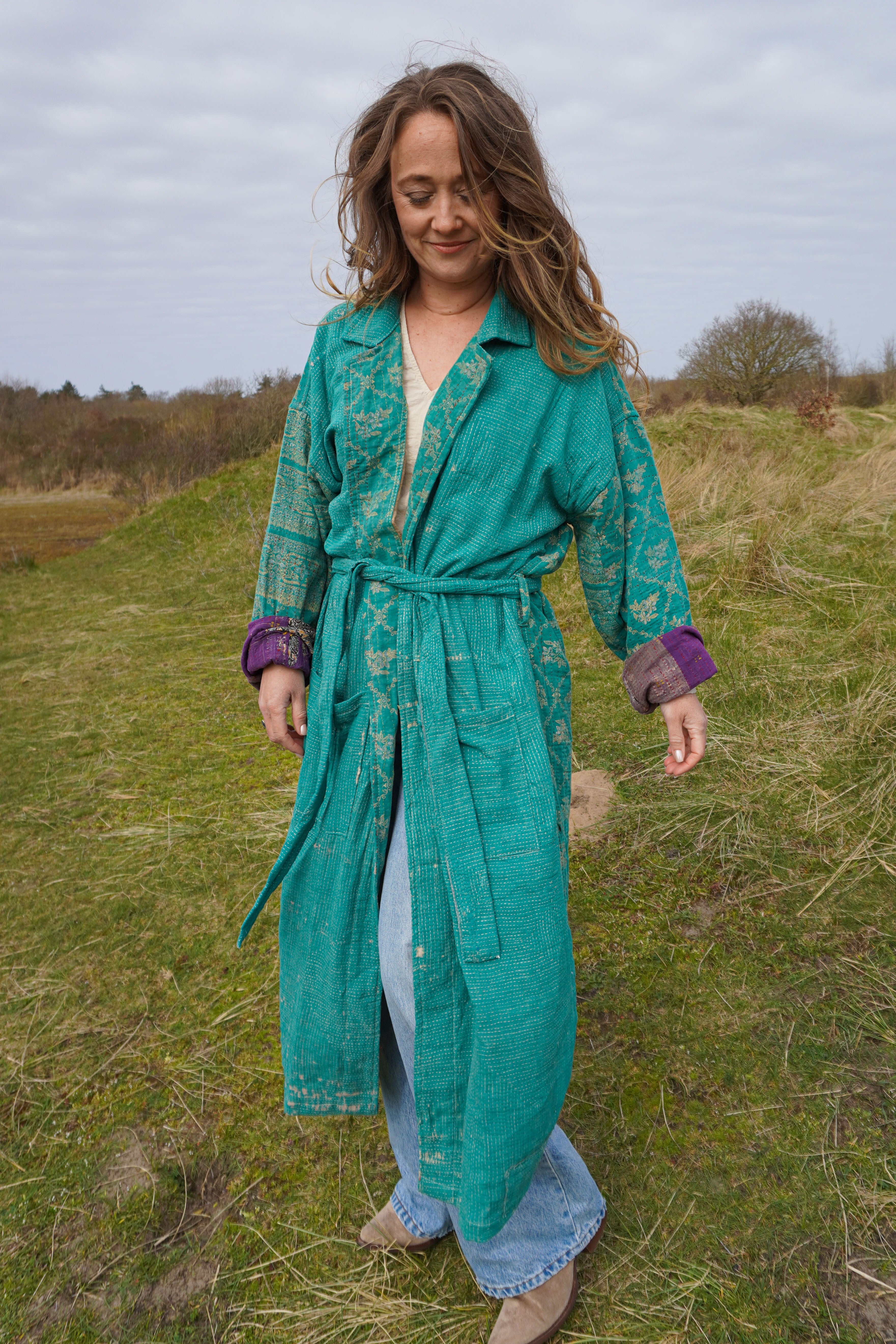 Majstudio / sari coat long / Vintage rugged 083