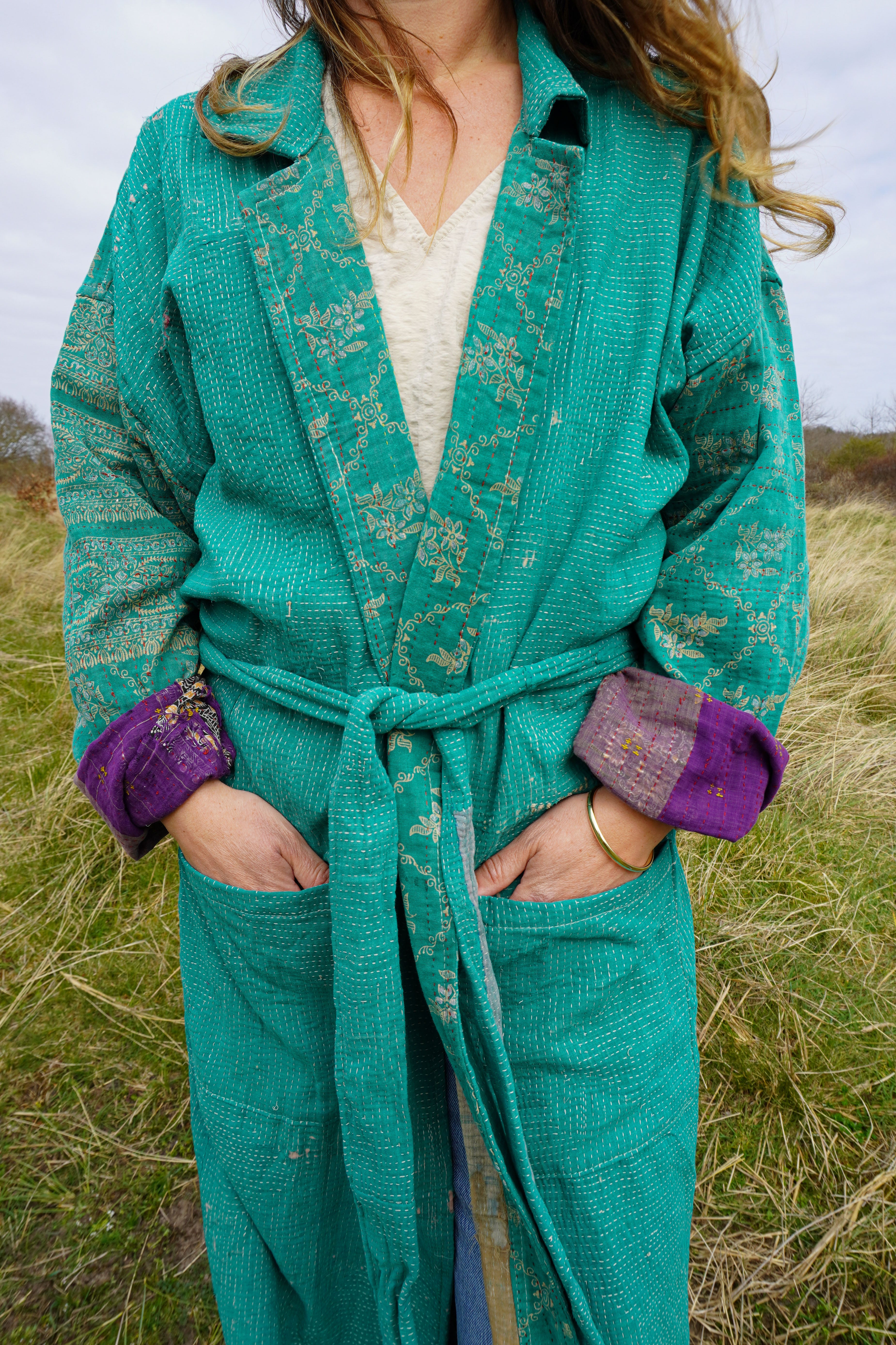 Majstudio / sari coat long / Vintage rugged 083