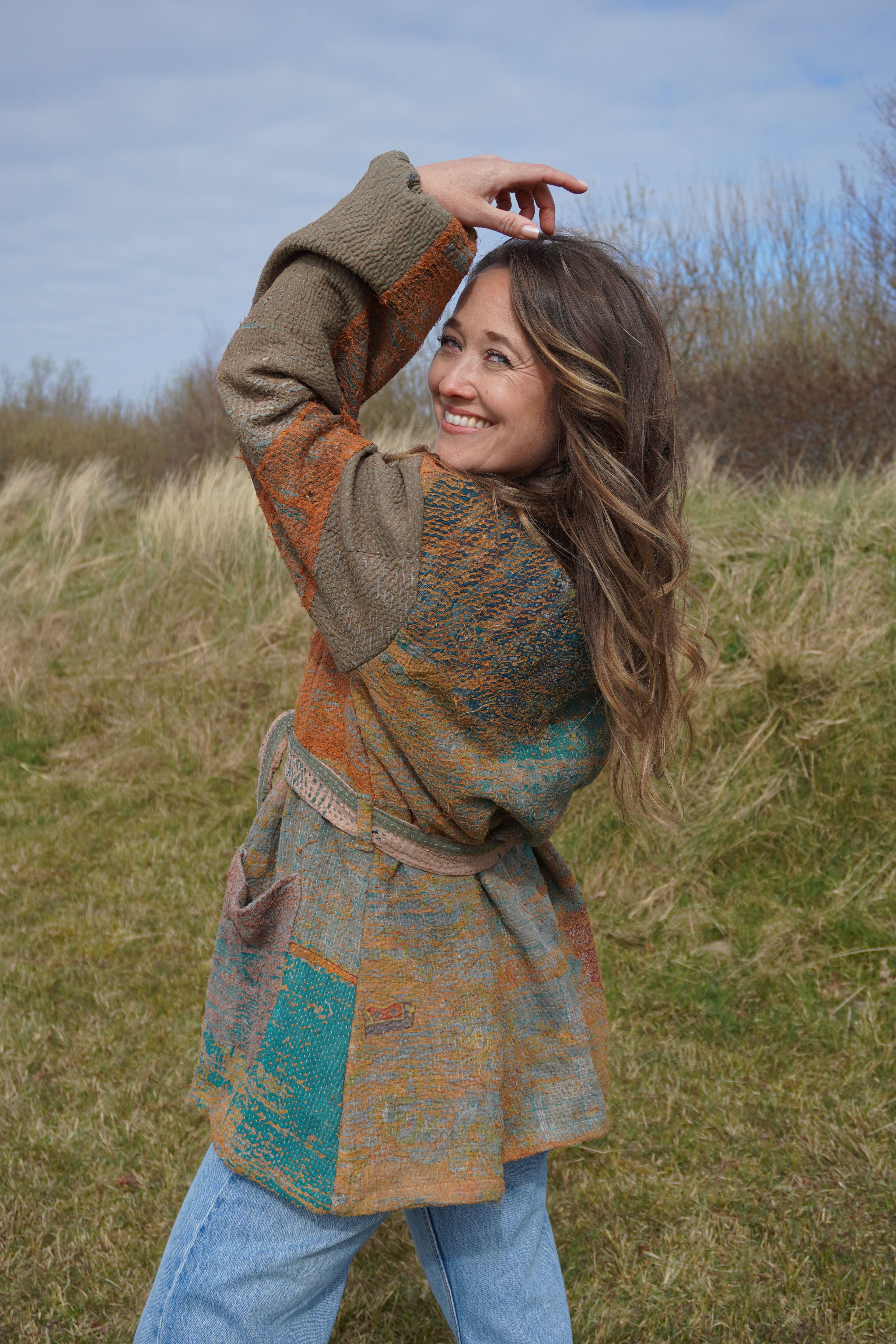 Majstudio / sari coat mid / Vintage india rugged 088