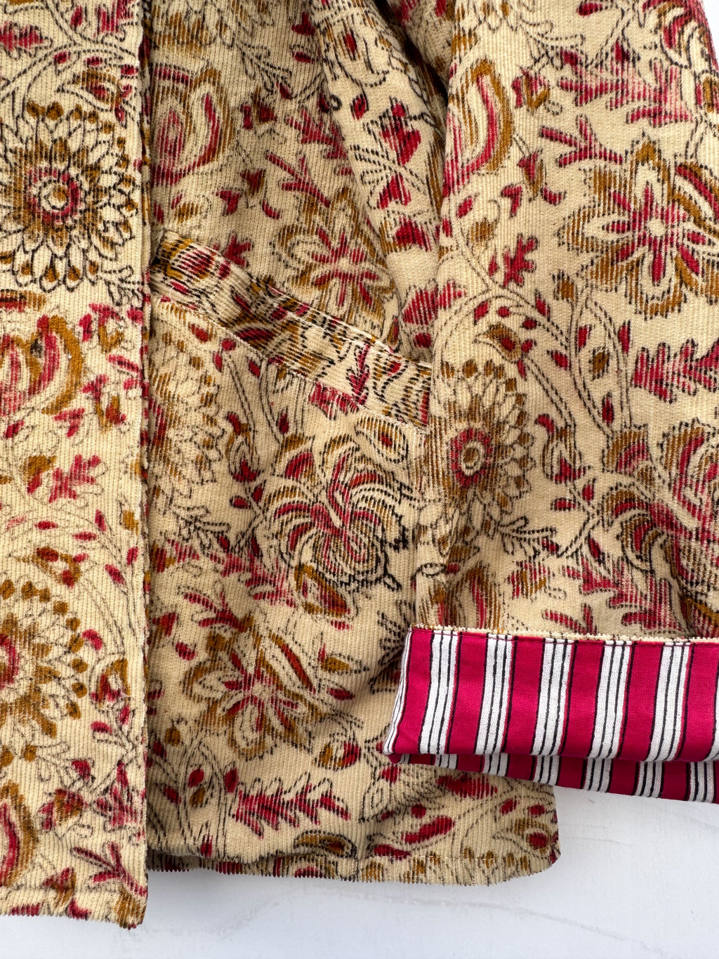 Blockprint Corduroy blazer - Floral Gold