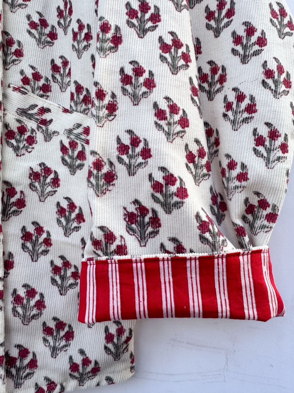Blockprint Corduroy blazer - Red flower