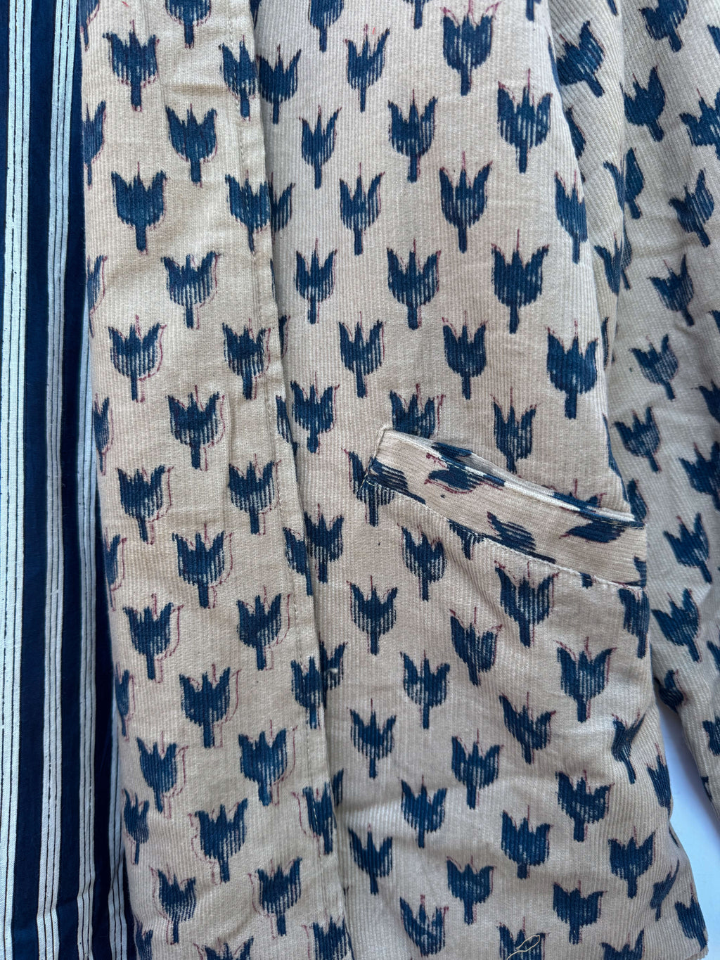 Blockprint Corduroy blazer - Grey Blue