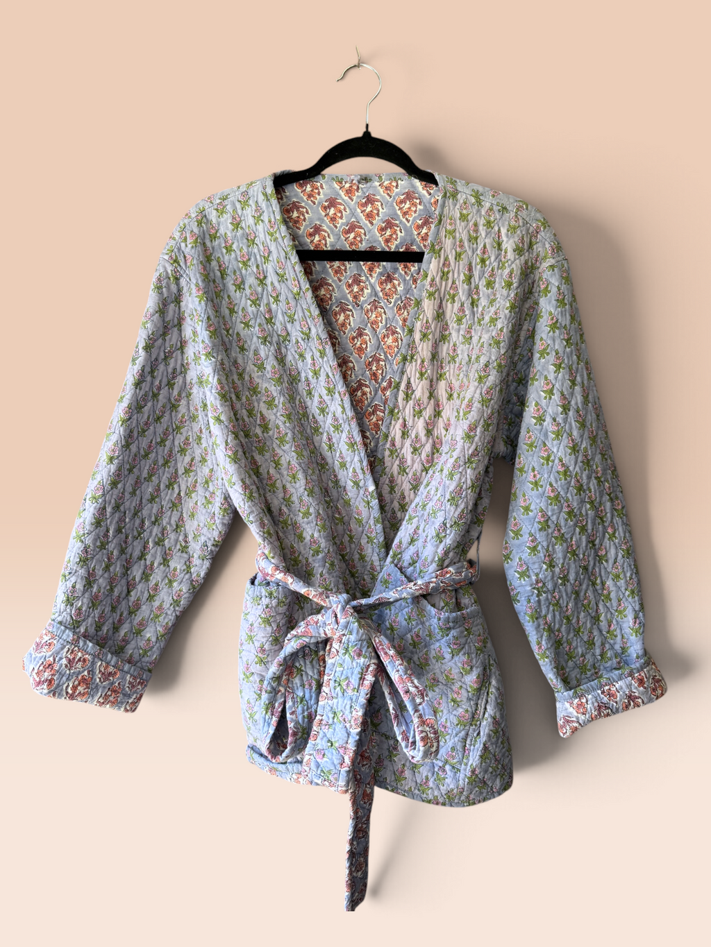 Blockprint Jacket pastel blue - 2ndhand