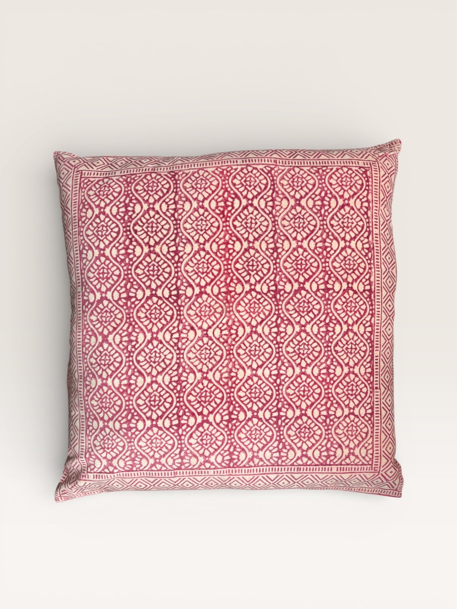 Big cushion - Velvet blockprint Pink