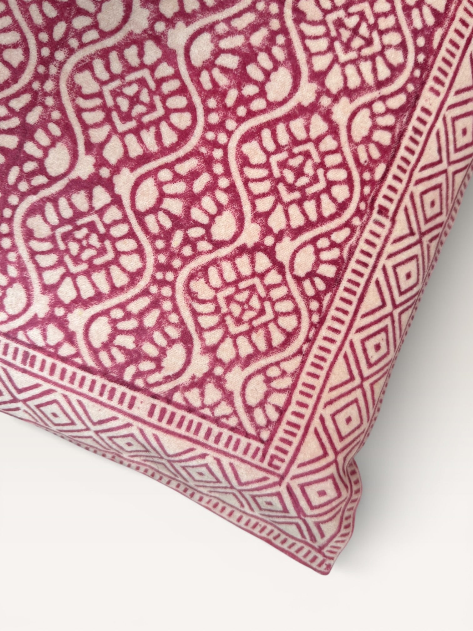 Big cushion - Velvet blockprint Pink