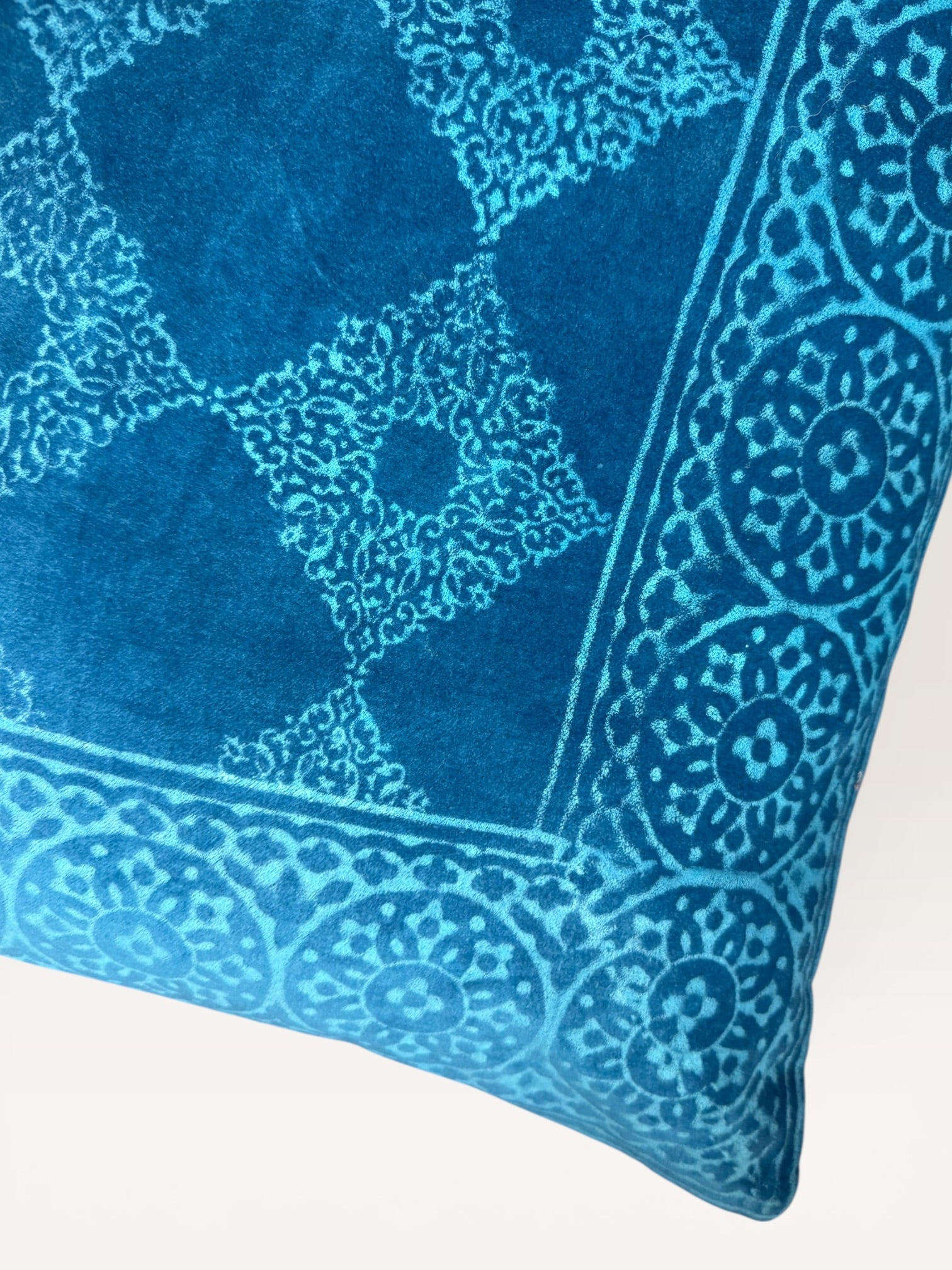 Big cushion - Velvet blockprint Blue