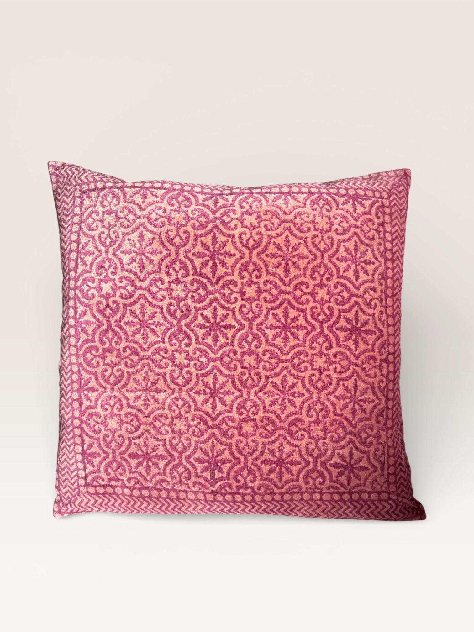 Big cushion - Velvet blockprint Dusty pink