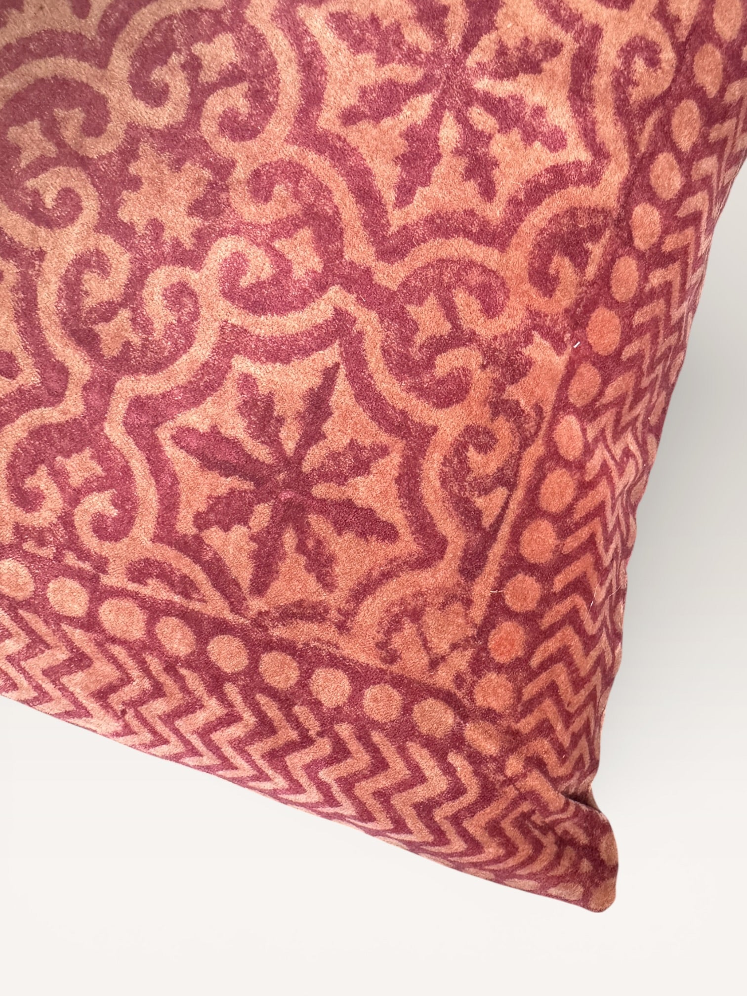 Big cushion - Velvet blockprint Dusty pink