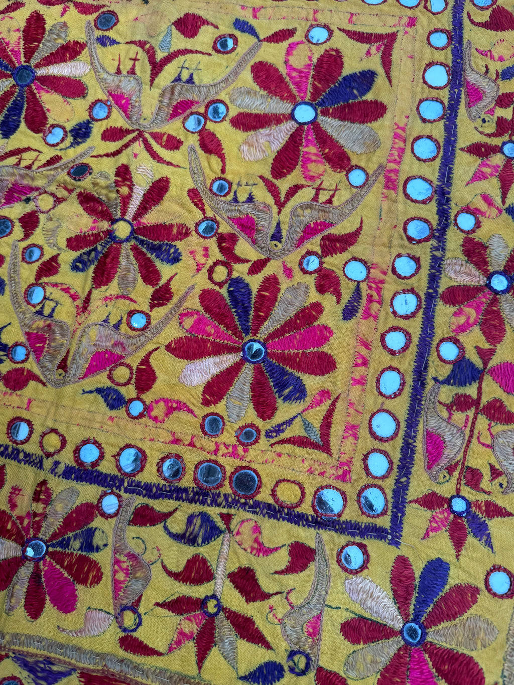 Wallhanging - mirror work yellow