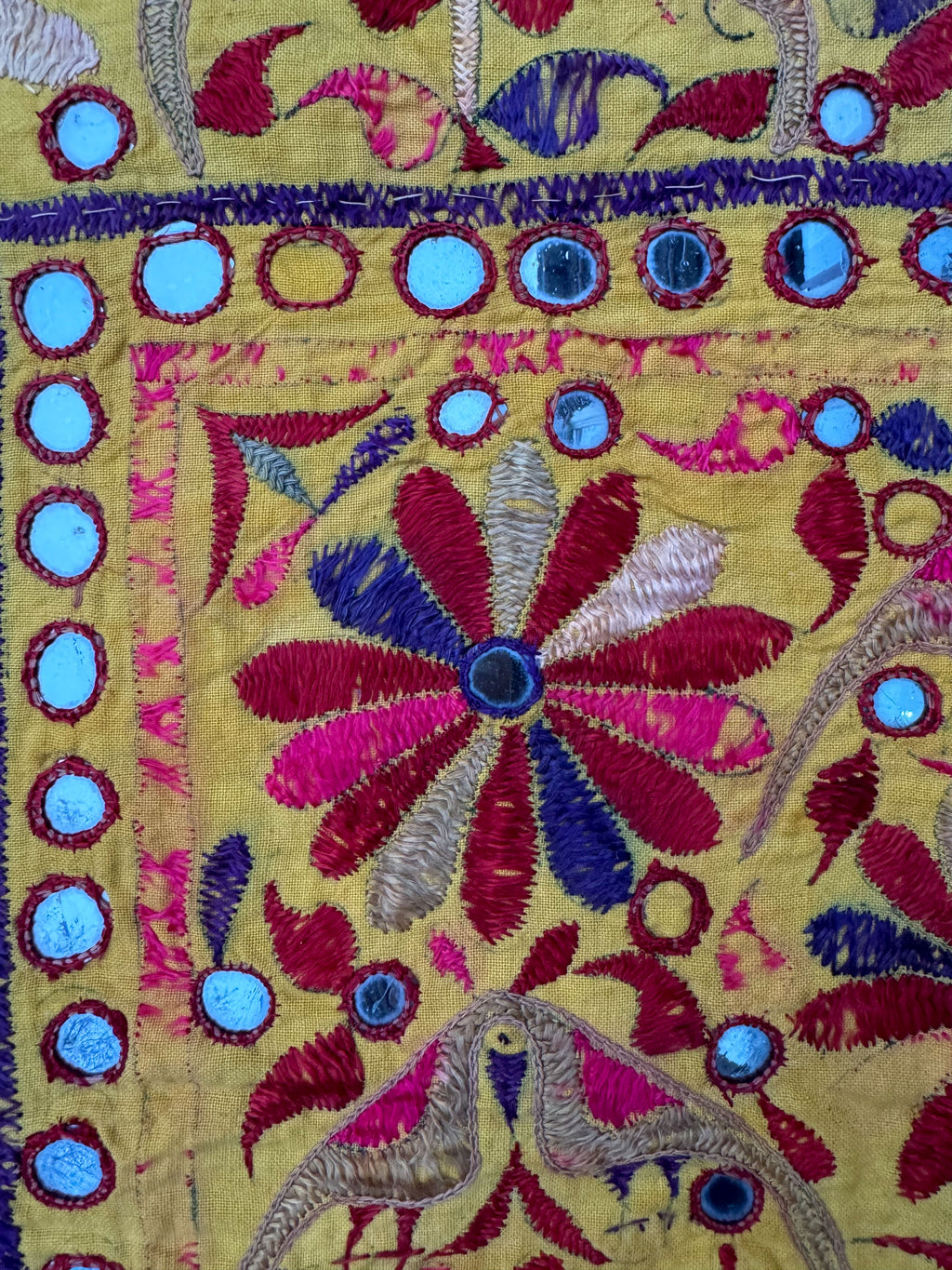 Wallhanging - mirror work yellow