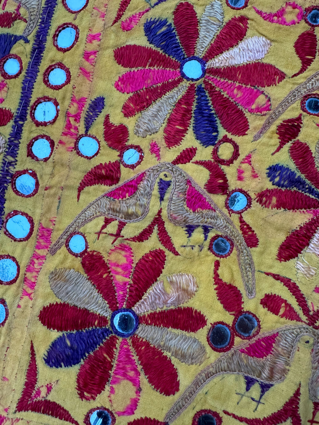 Wallhanging - mirror work yellow