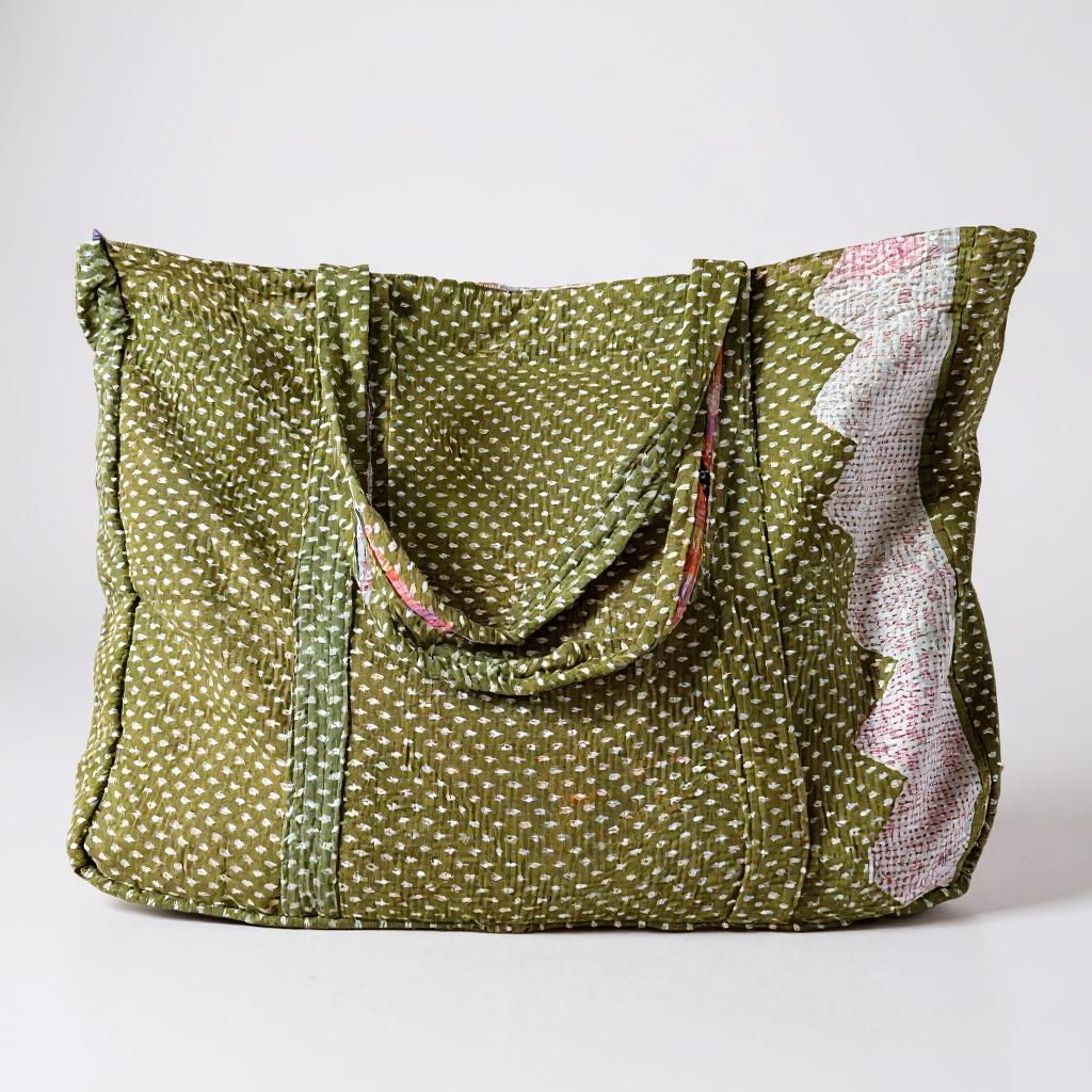 Kantha tote bag XL - Green