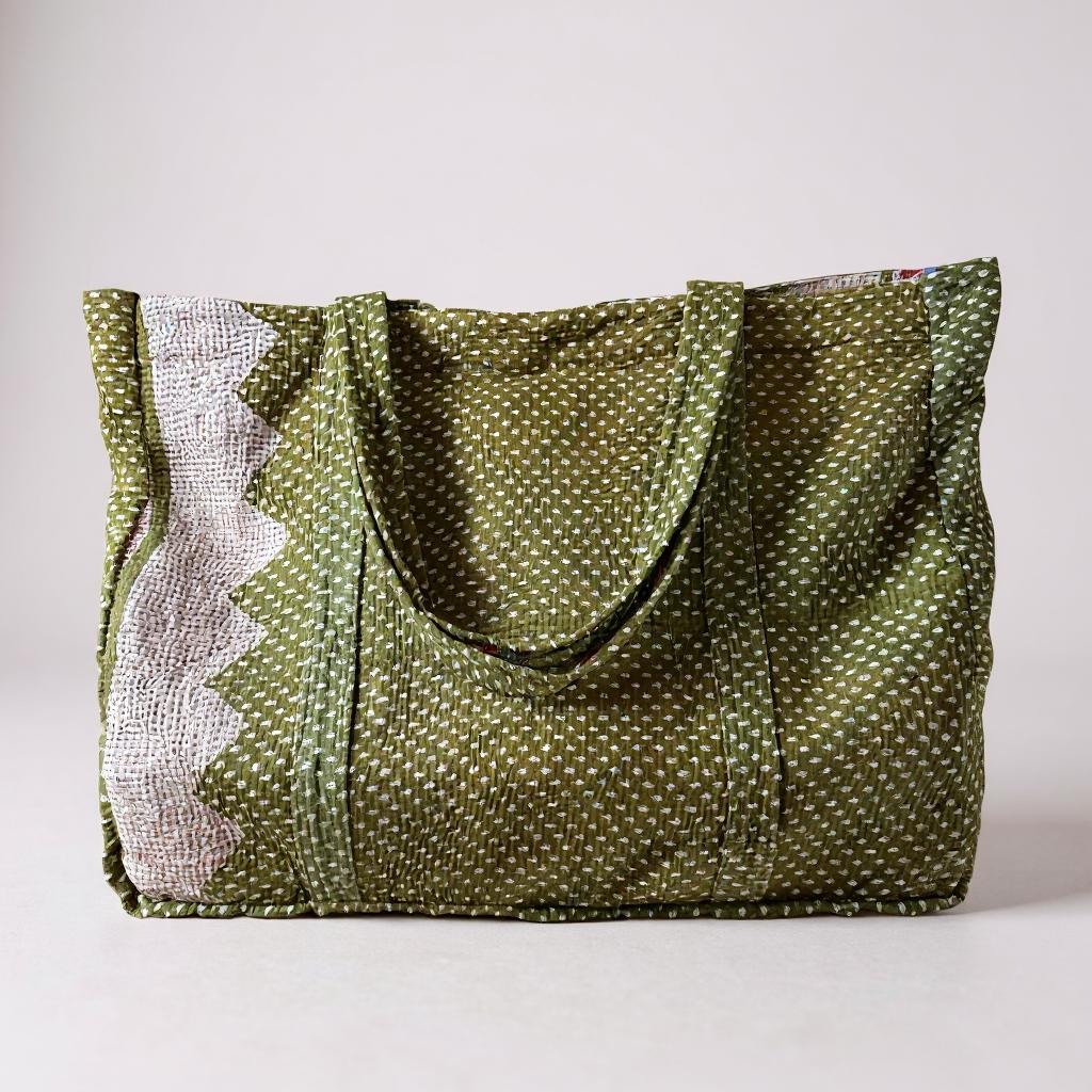 Kantha tote bag XL - Green