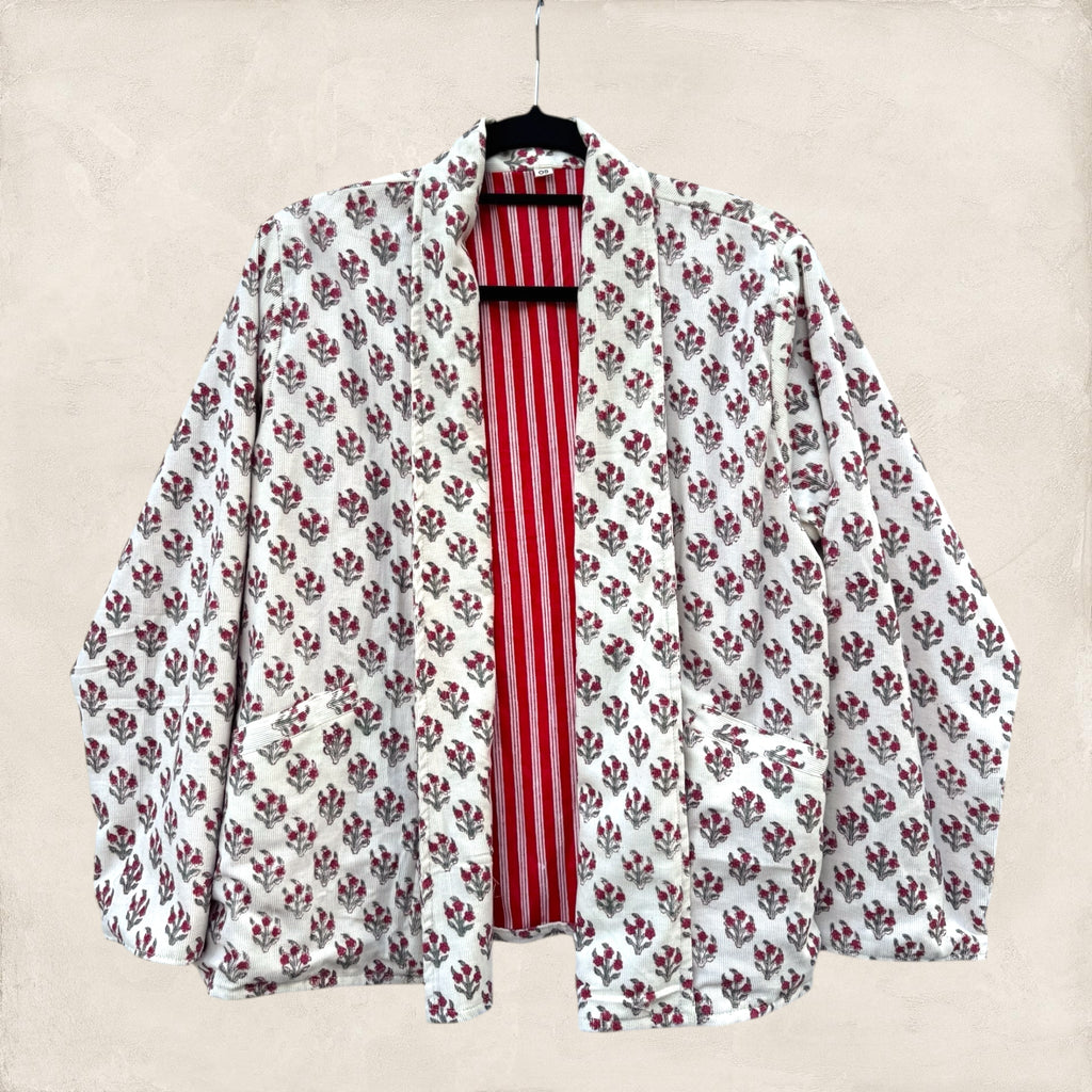 Blockprint Corduroy blazer - Red flower