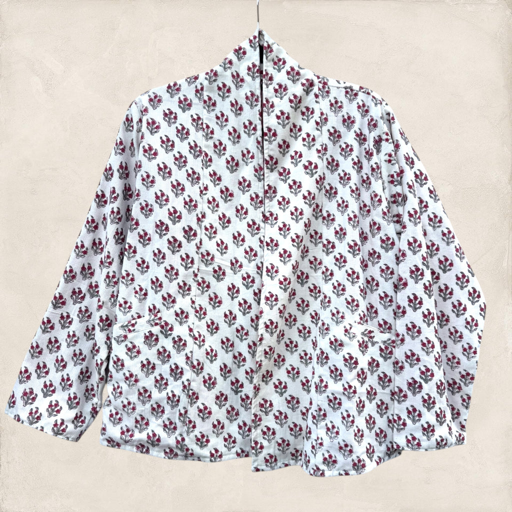 Blockprint Corduroy blazer - Red flower