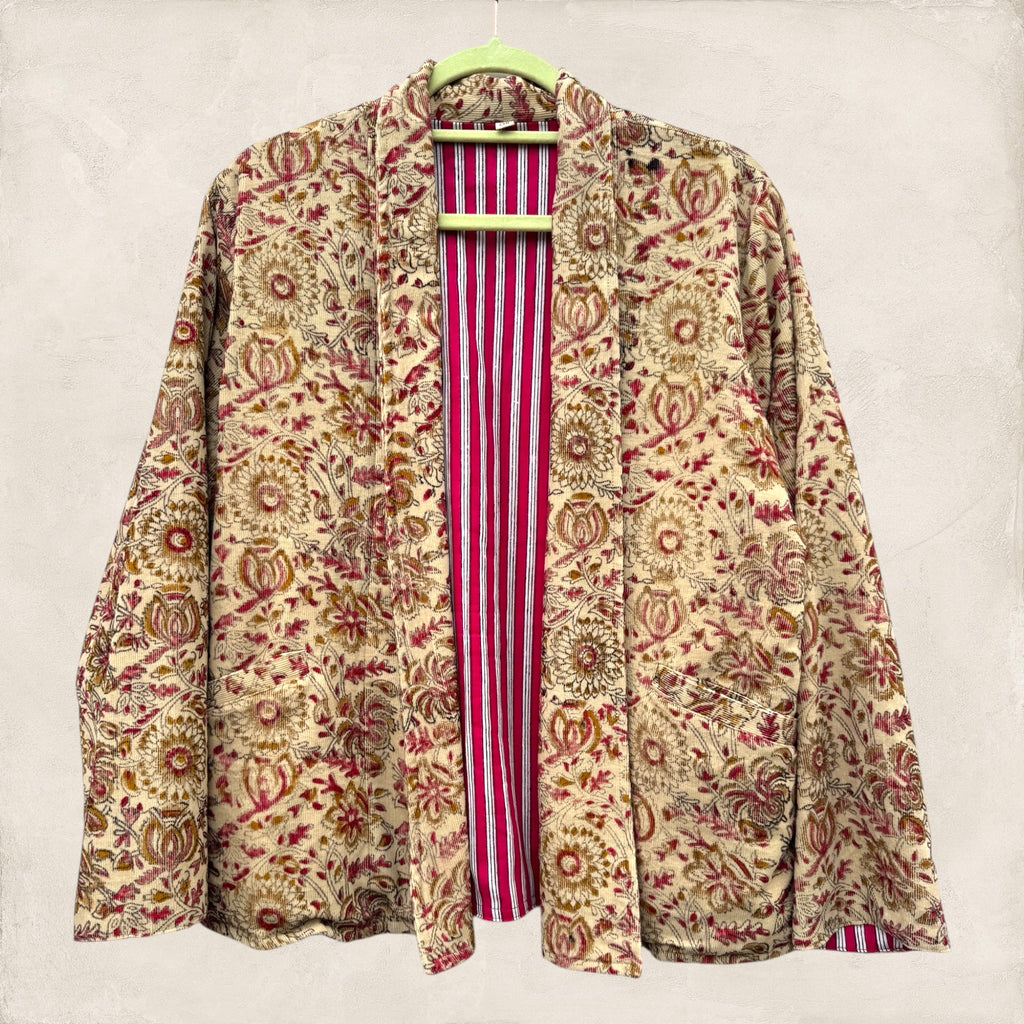 Blockprint Corduroy blazer - Floral Gold