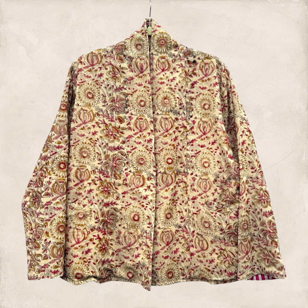 Blockprint Corduroy blazer - Floral Gold