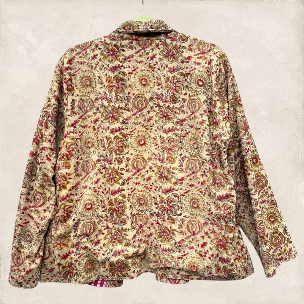 Blockprint Corduroy blazer - Floral Gold