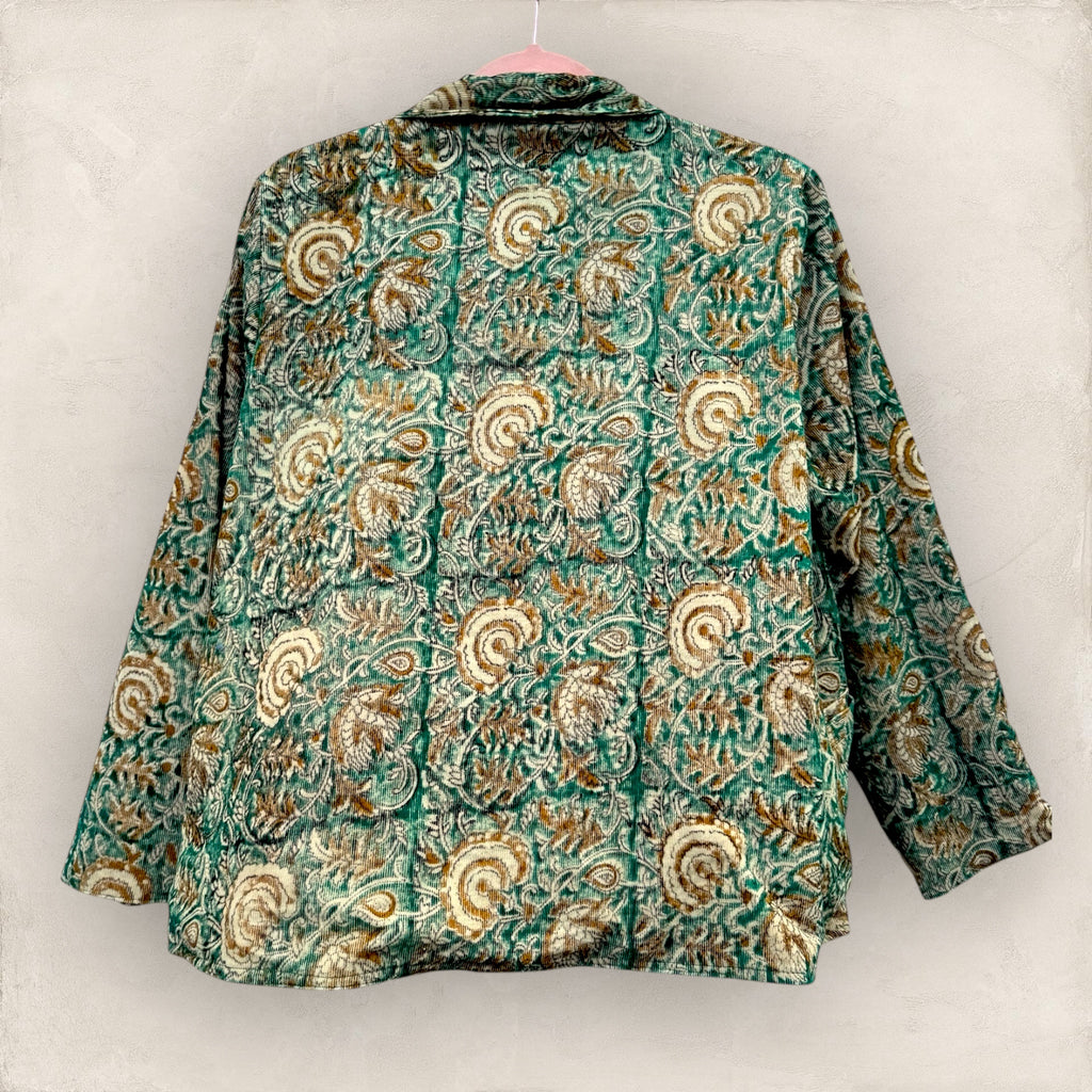 Blockprint Corduroy blazer - Floral green