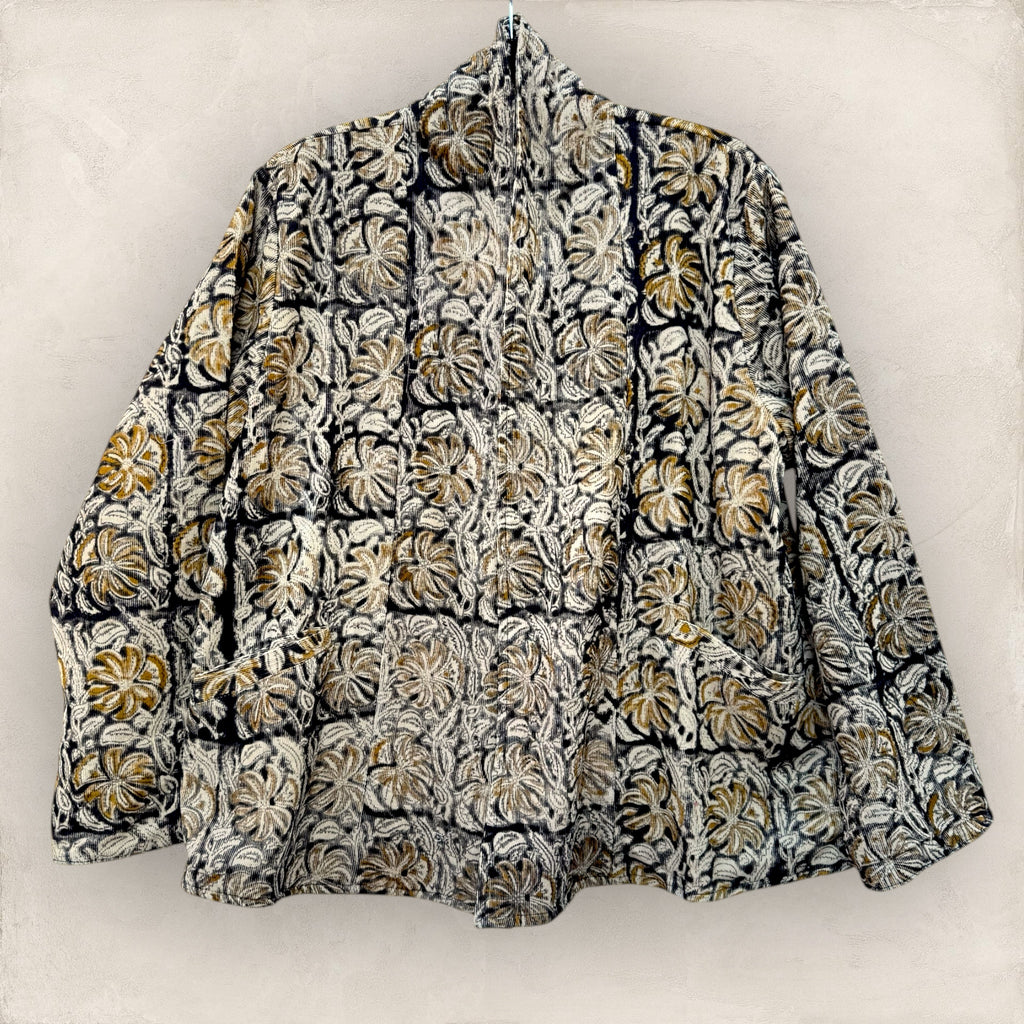 Blockprint Corduroy blazer - Floral Black