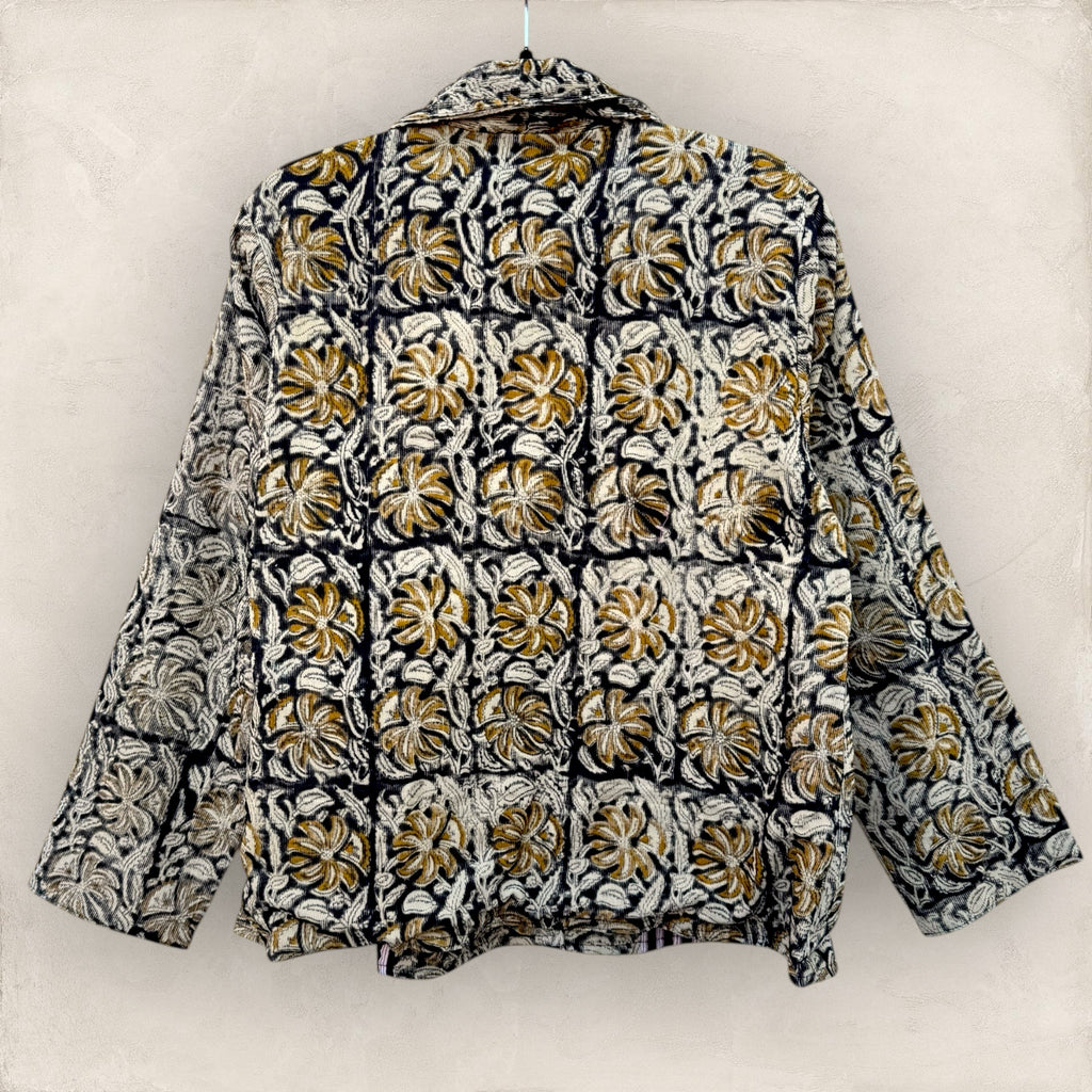 Blockprint Corduroy blazer - Floral Black
