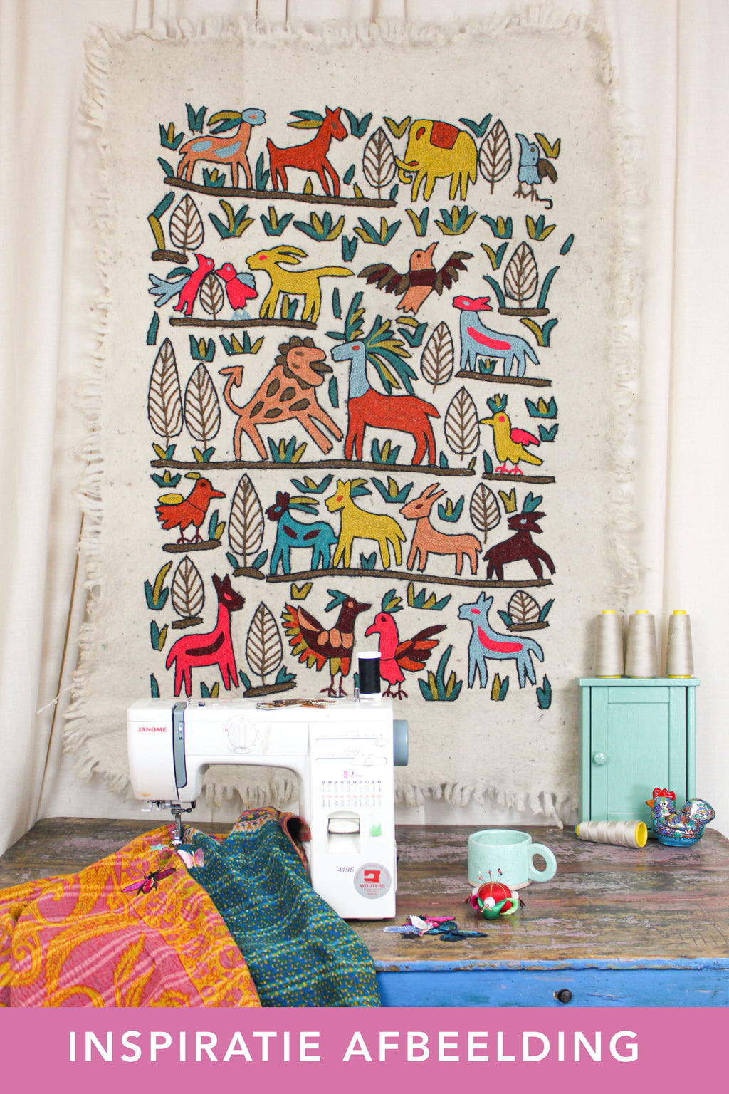 Embroidery Rug felt wool BIG - Animals 5