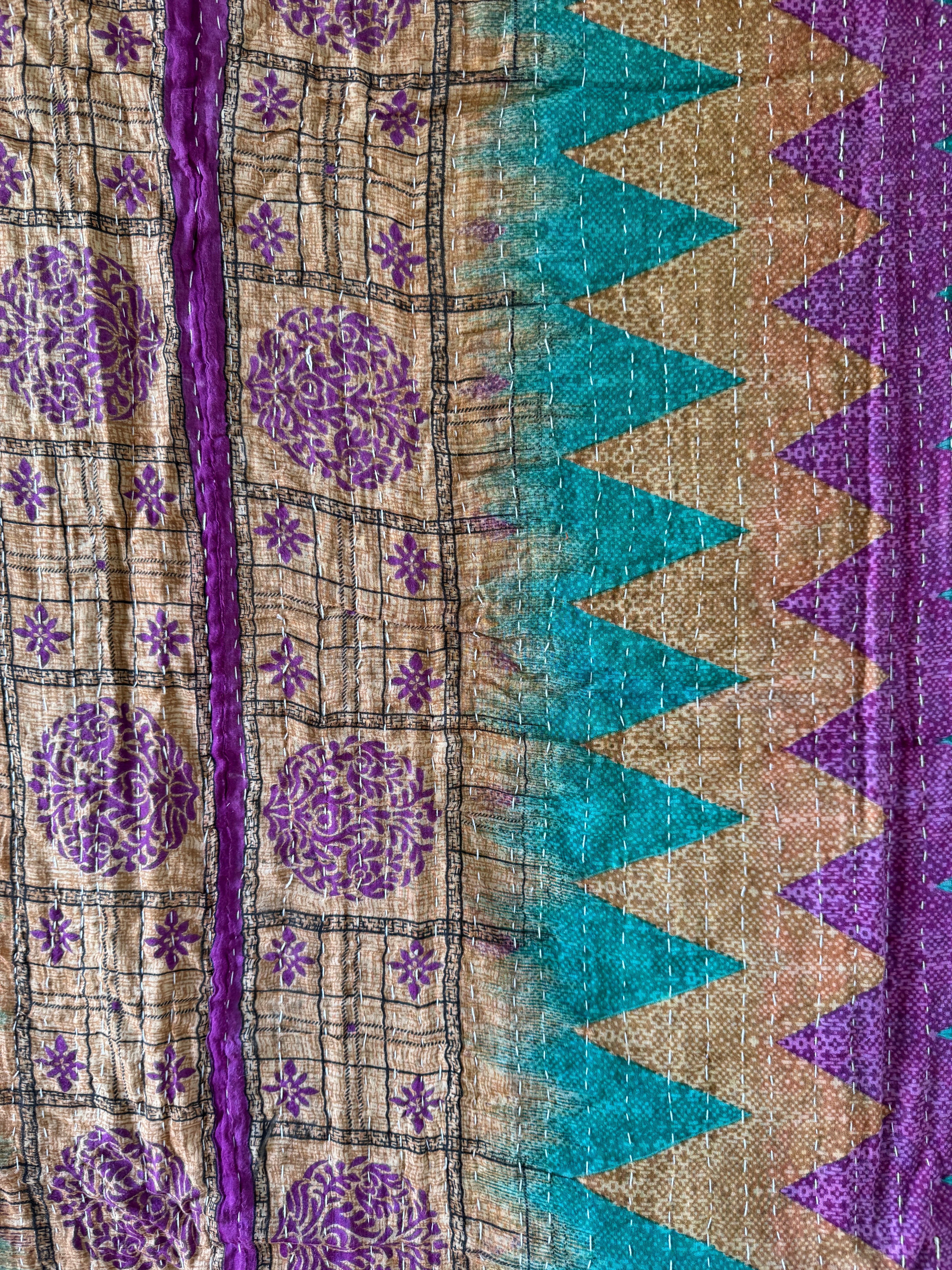 Kantha quilt - BIG stitch 14