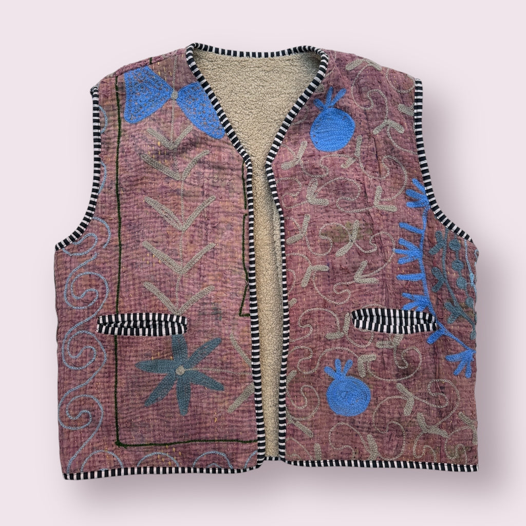 Waistcoat Kantha/Blockprint teddy 021