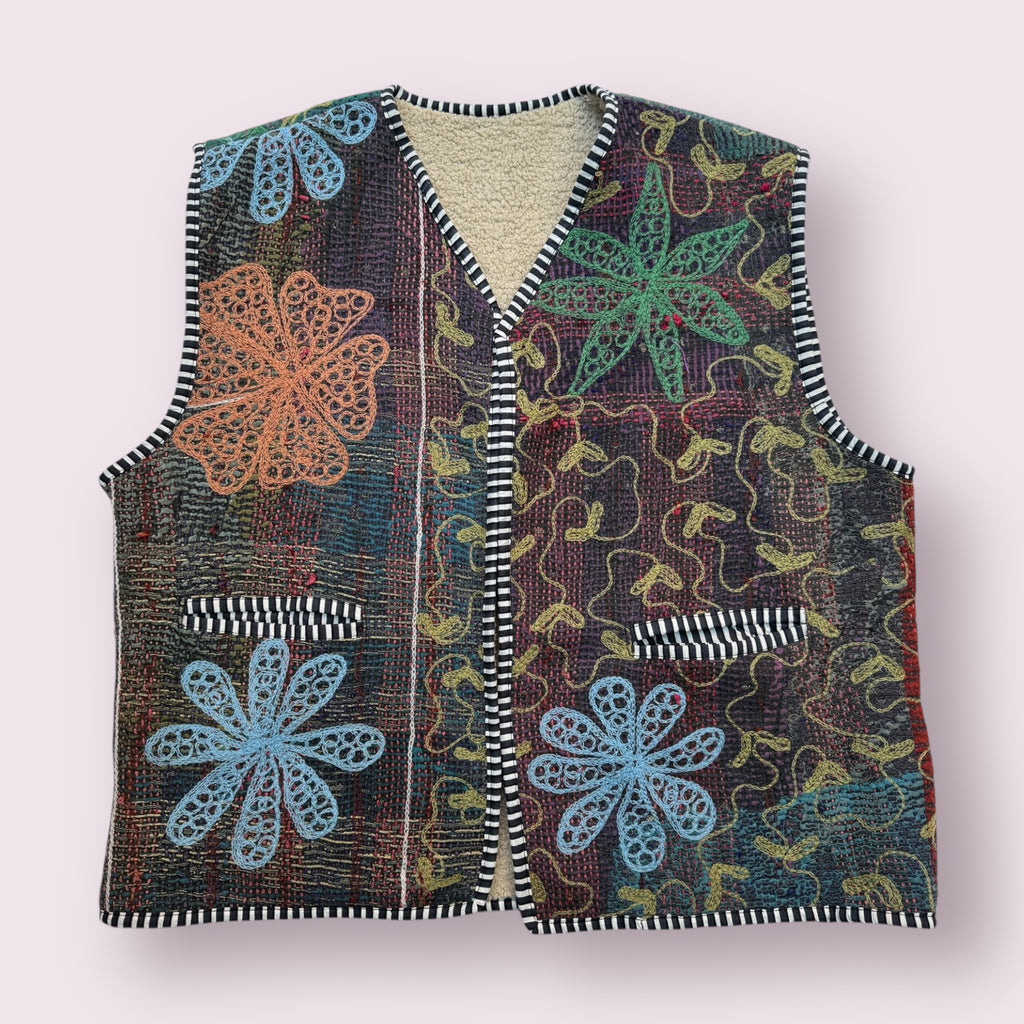 Waistcoat Kantha/Blockprint teddy 020