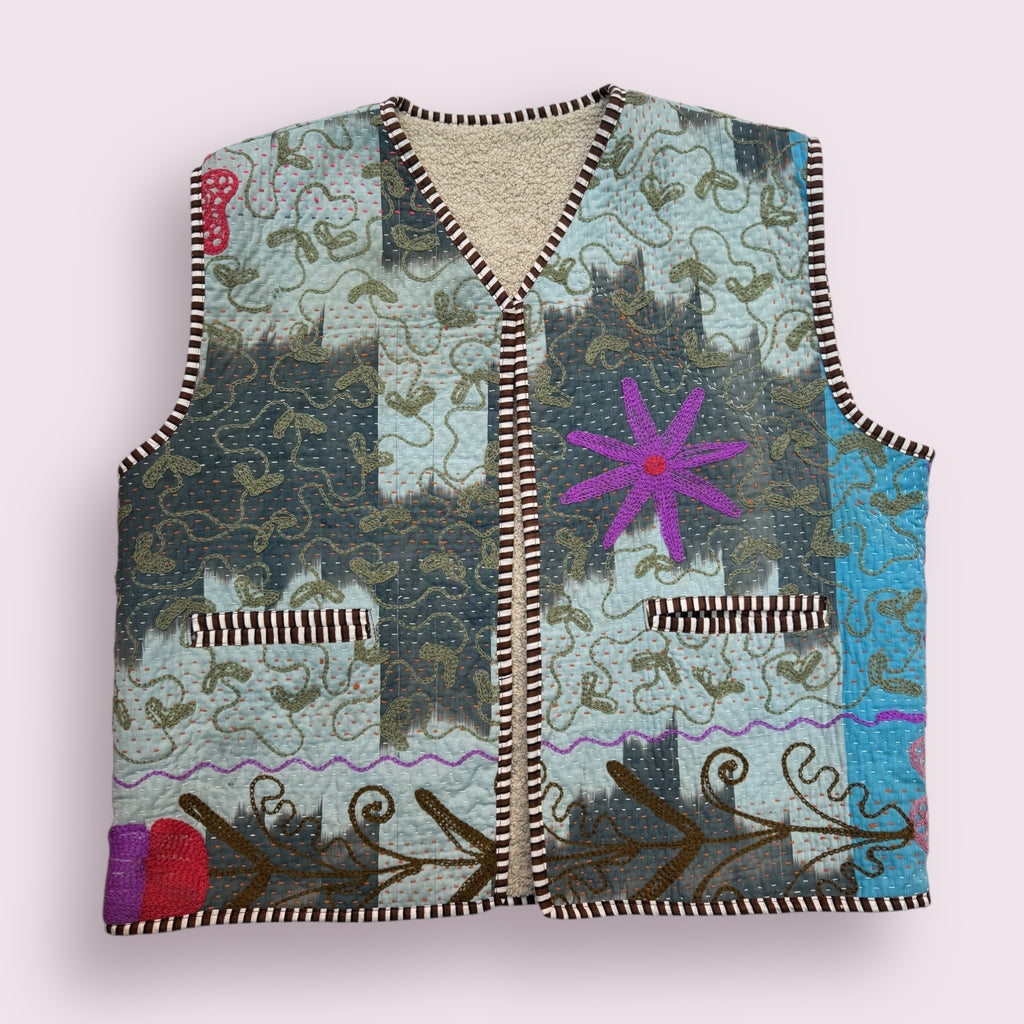 Waistcoat Kantha/Blockprint teddy 019