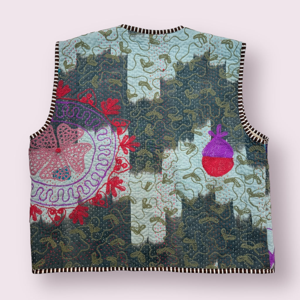 Waistcoat Kantha/Blockprint teddy 019