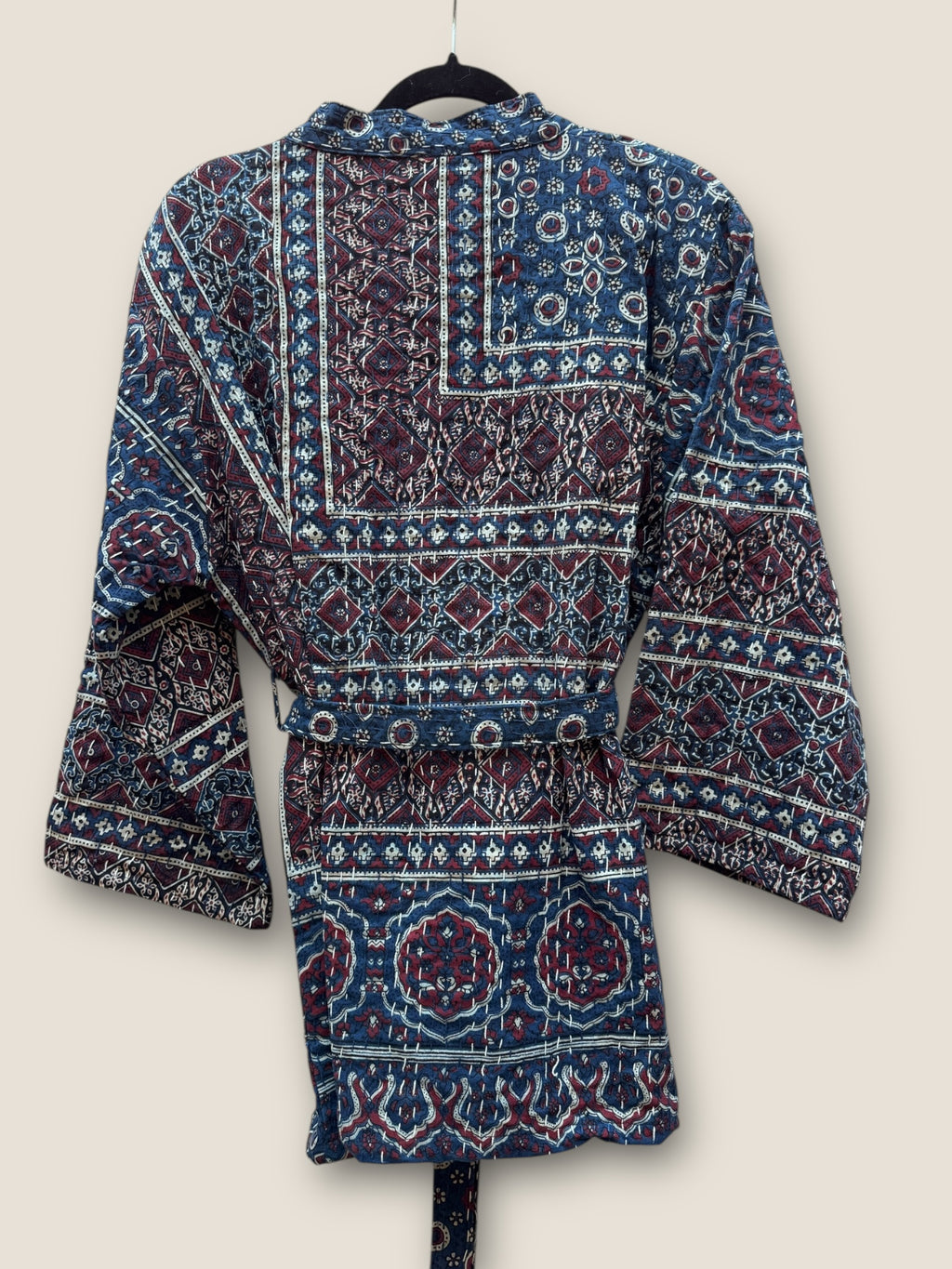 Ajrakh blockprint kantha jacket / Indigo blue