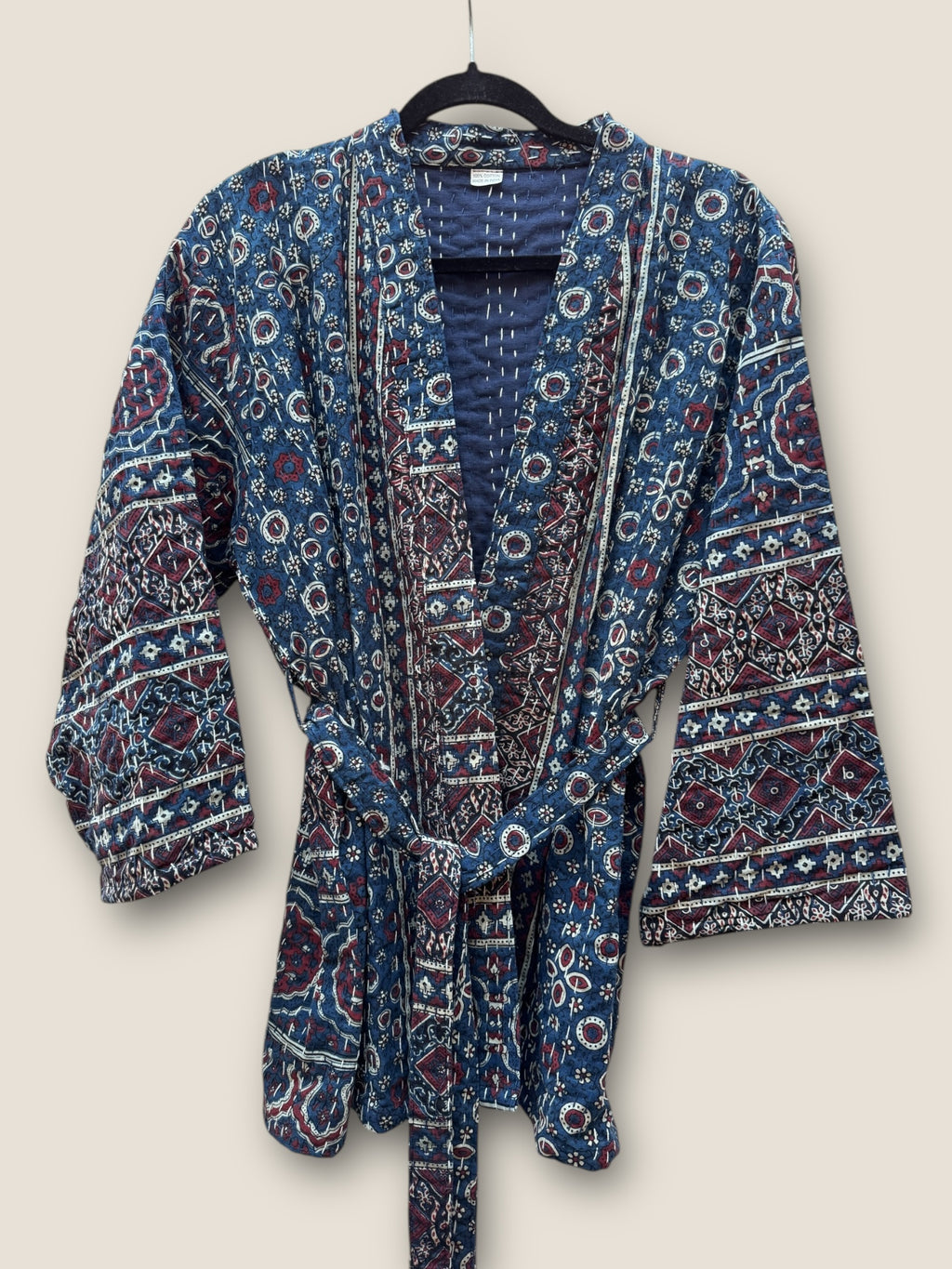 Ajrakh blockprint kantha jacket / Indigo blue