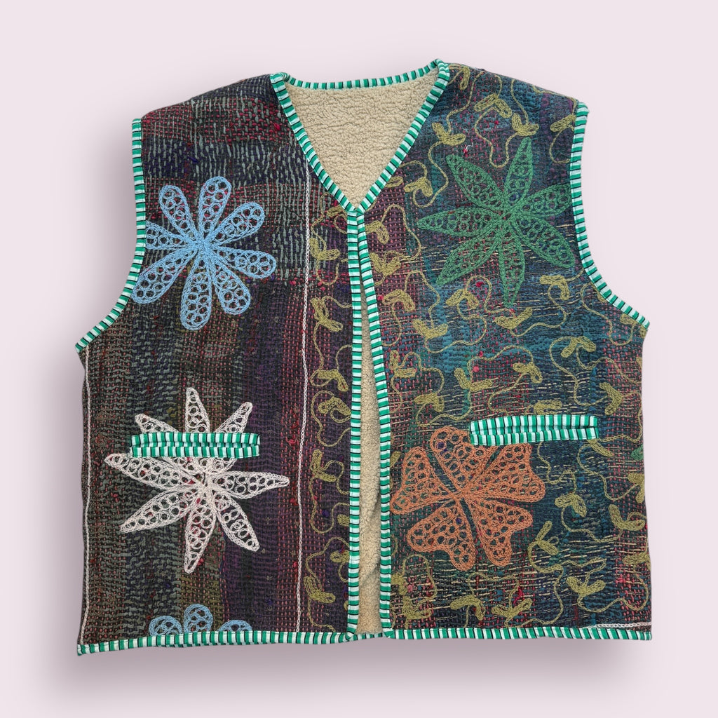 Waistcoat Kantha/Blockprint teddy 016