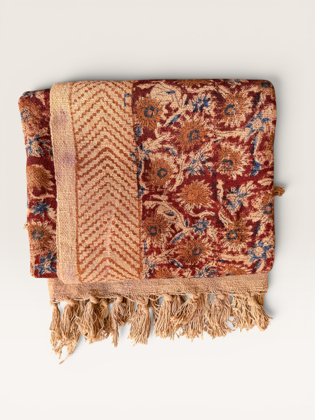Blockprinted Handwoven throw- Red