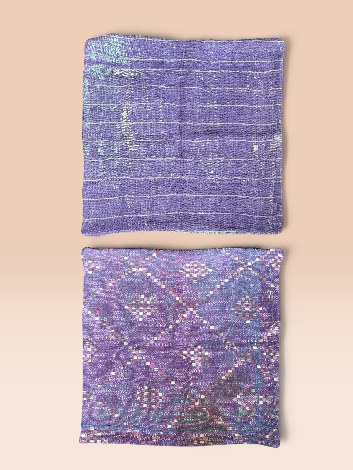Kantha Cushion cover - Set of 2 (purple)