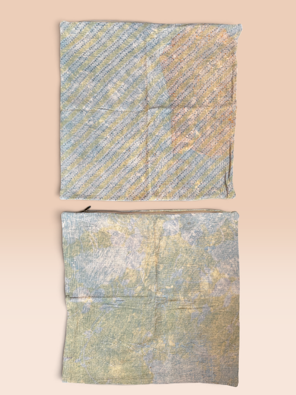 Kantha Cushion cover - Set of 2 (Pastel Grey)