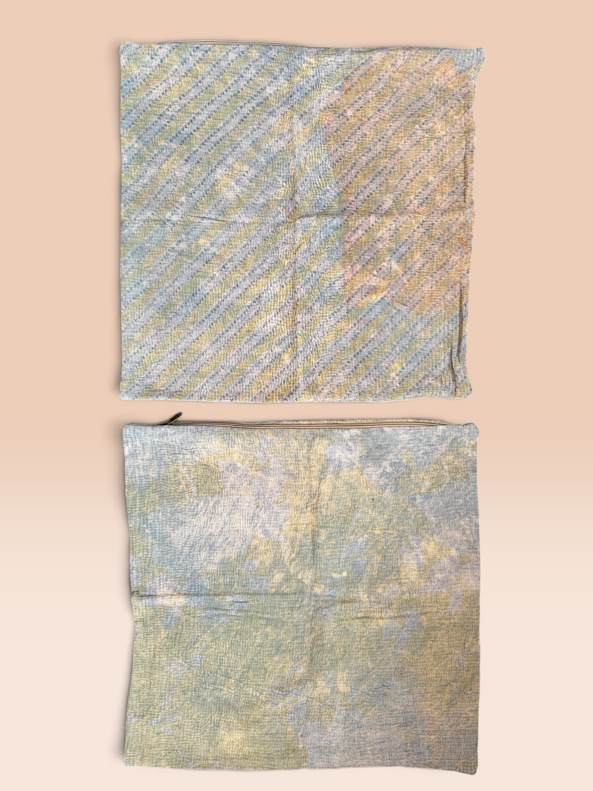 Kantha Cushion cover - Set of 2 (Pastel Grey)