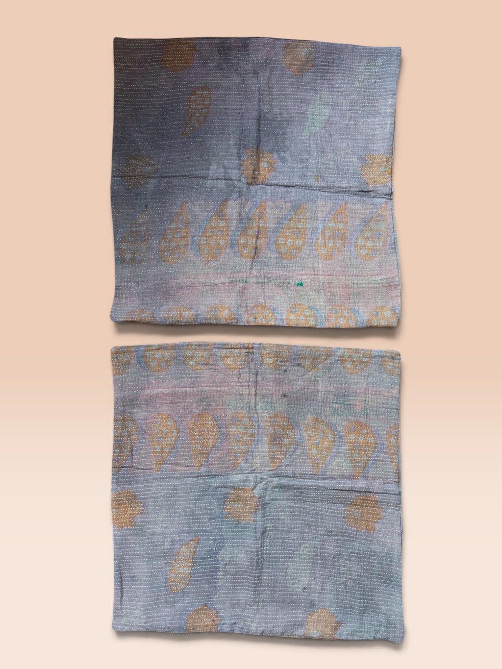 Kantha Cushion cover - Set of 2 (Indigo Beige)