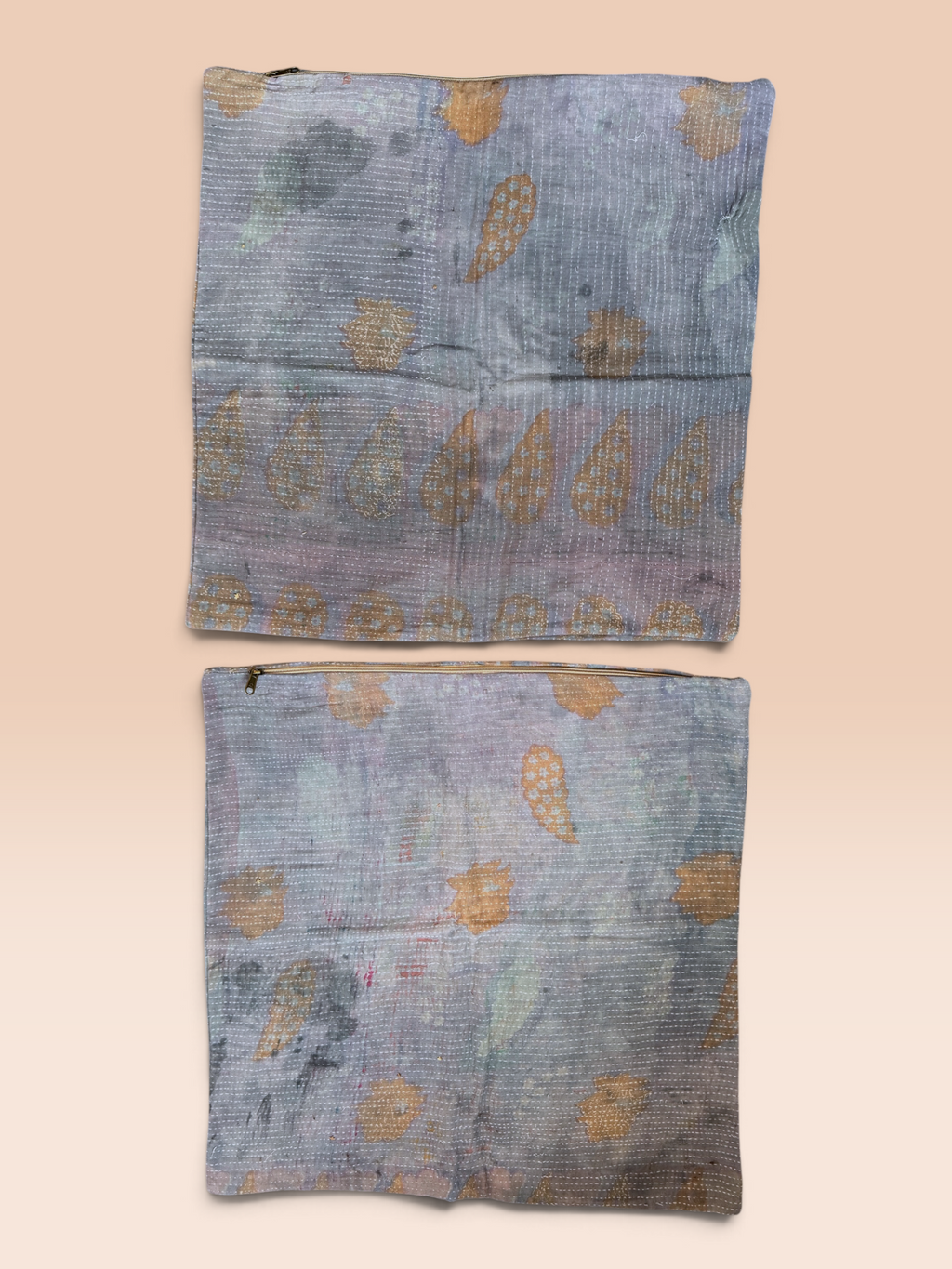 Kantha Cushion cover - Set of 2 (Indigo Beige)