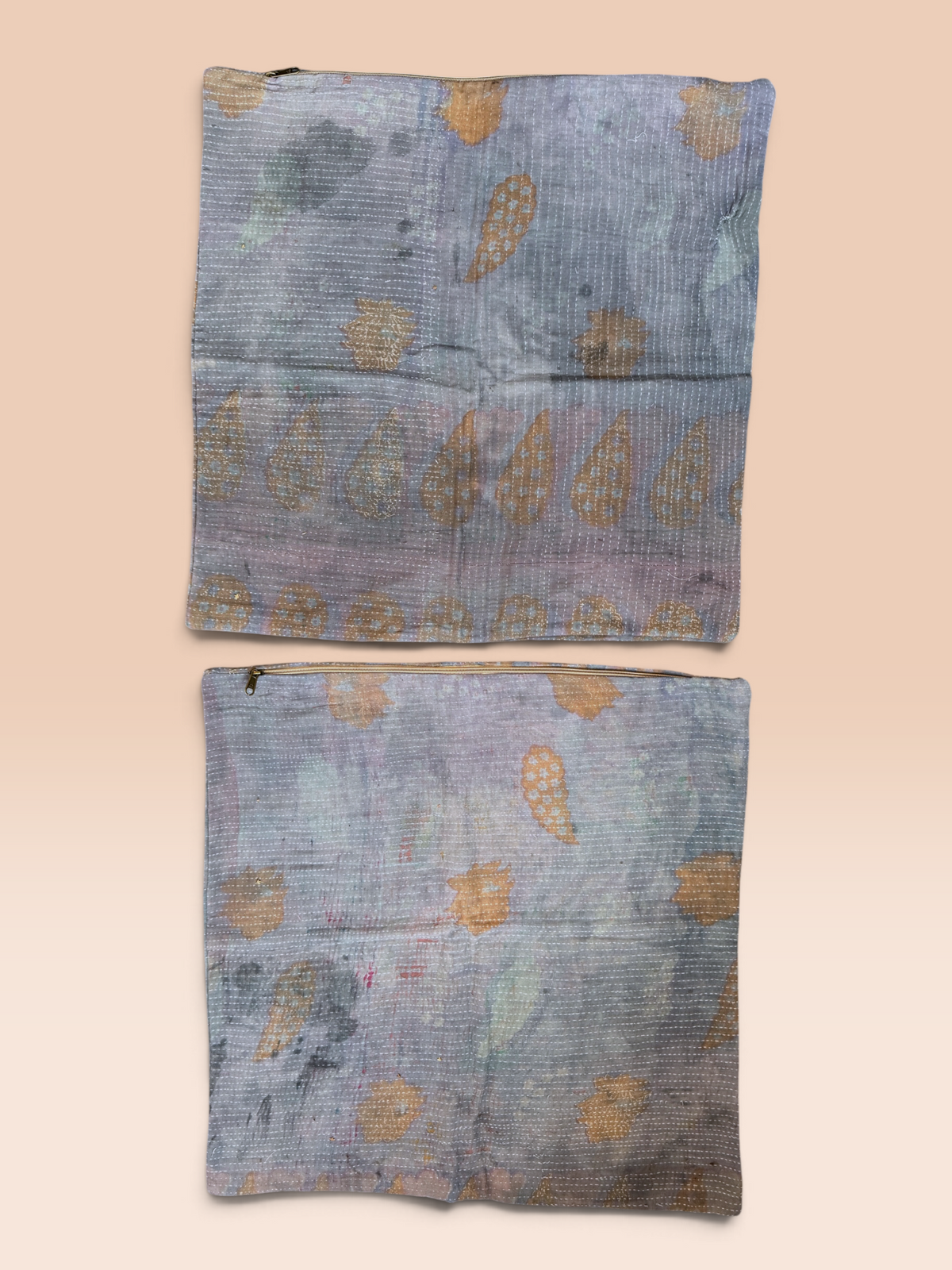 Kantha Cushion cover - Set of 2 (Indigo Beige)